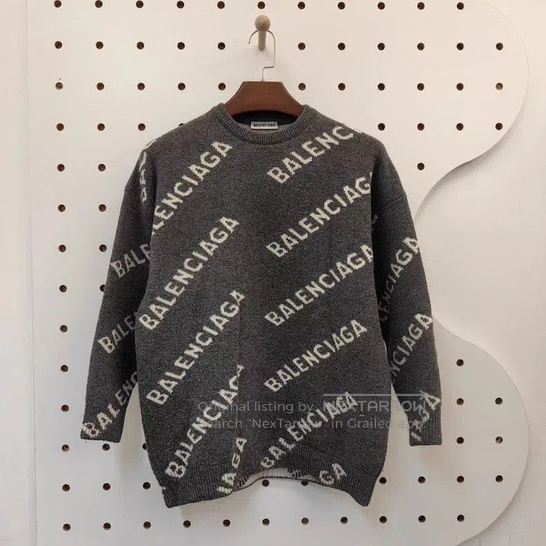 Balenciaga Balenciaga Gray Logo Knit Sweater XS. Size US XS / EU 42 / 0 - 1 Thumbnail