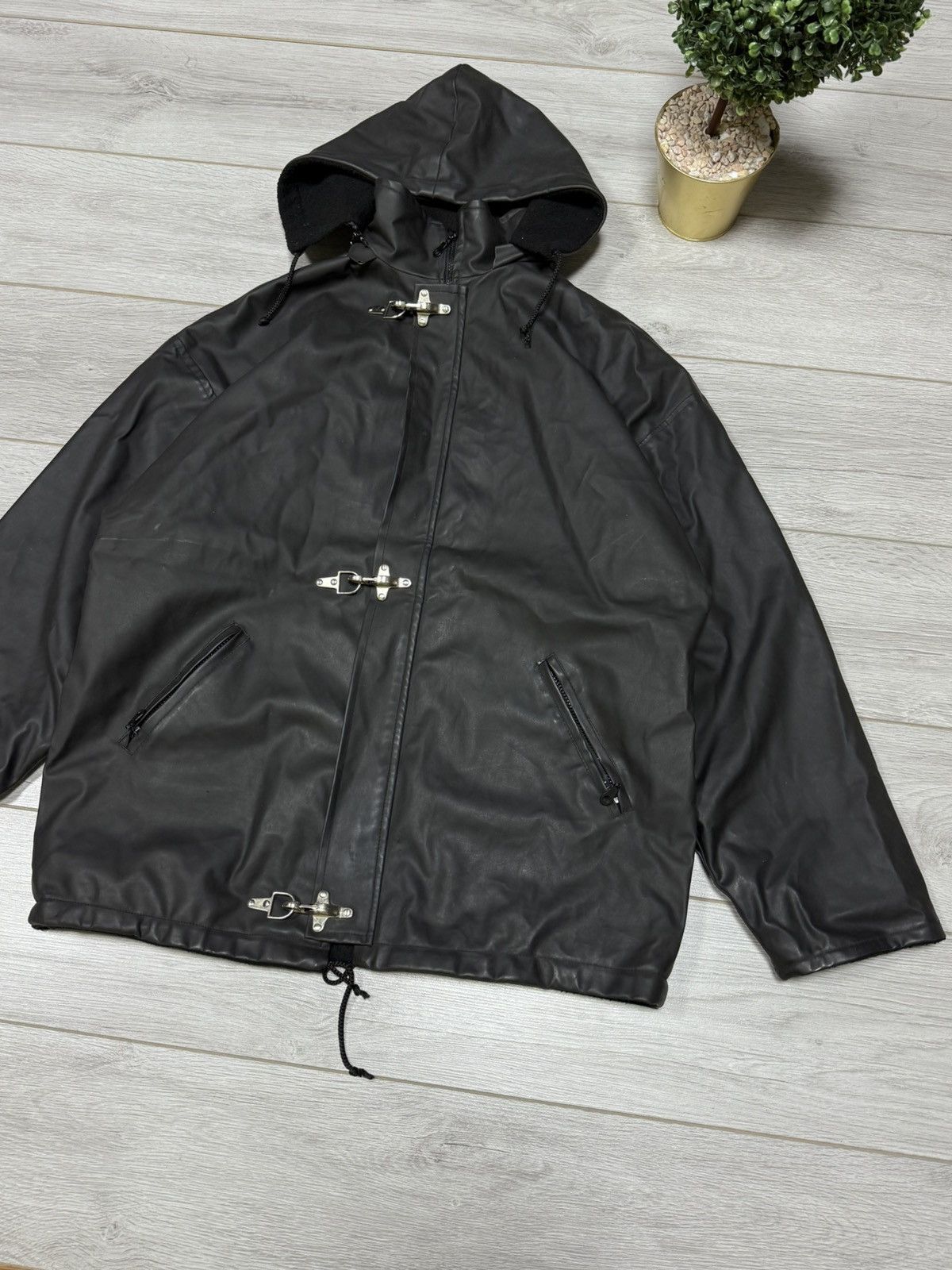 Vintage Fireman France PVC rubbed vintage coat jacket hooded Size US L / EU 52-54 / 3 - 2 Thumbnail