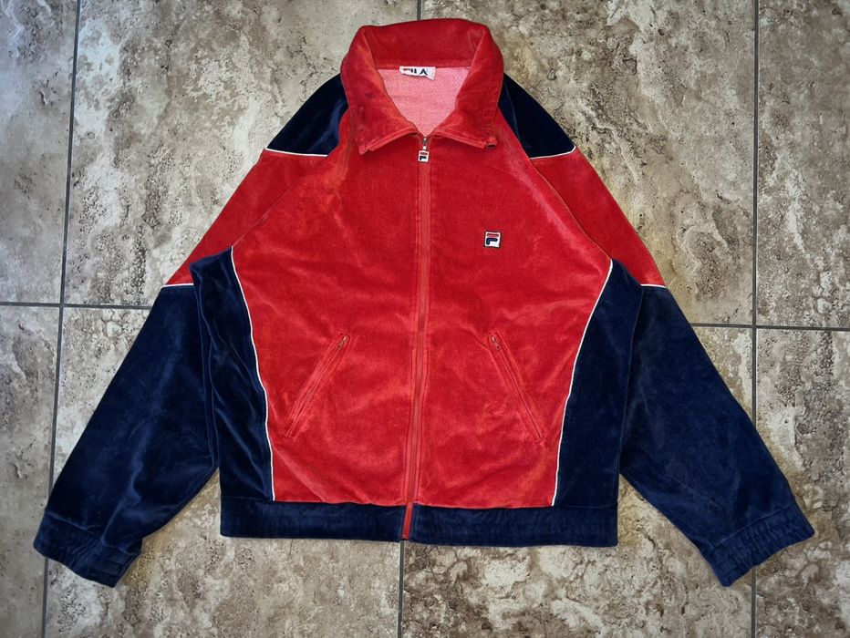 80's/90's Purple Striped Front Full Zip Velour Track Jacket
