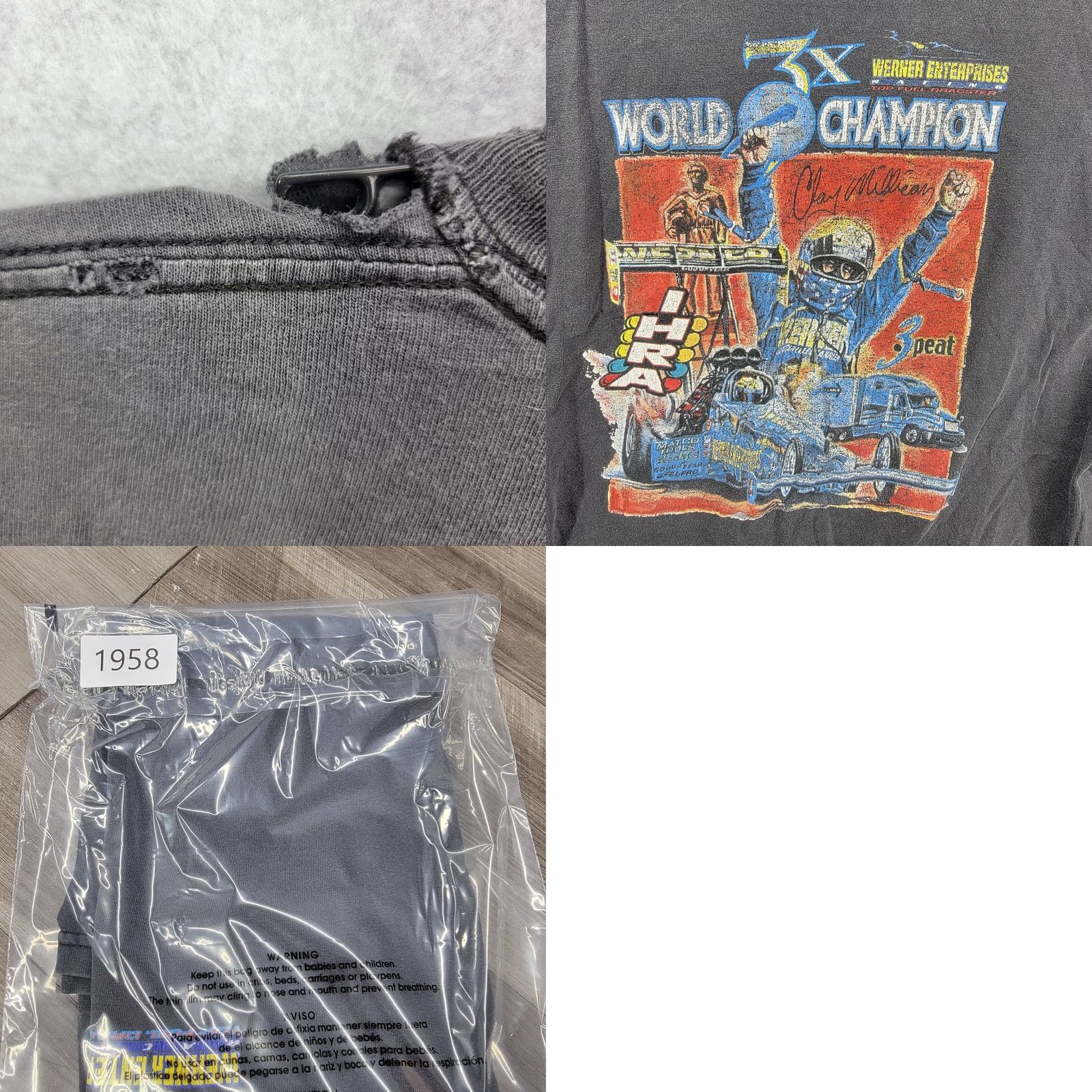 Gildan VINTAGE Nike Shirt Adult M Black Graphic Print T Shirt Y2K Werner Top Fuel Dragster IHRA Drag Racing Tee Size US M / EU 48-50 / 2 - 8 Thumbnail