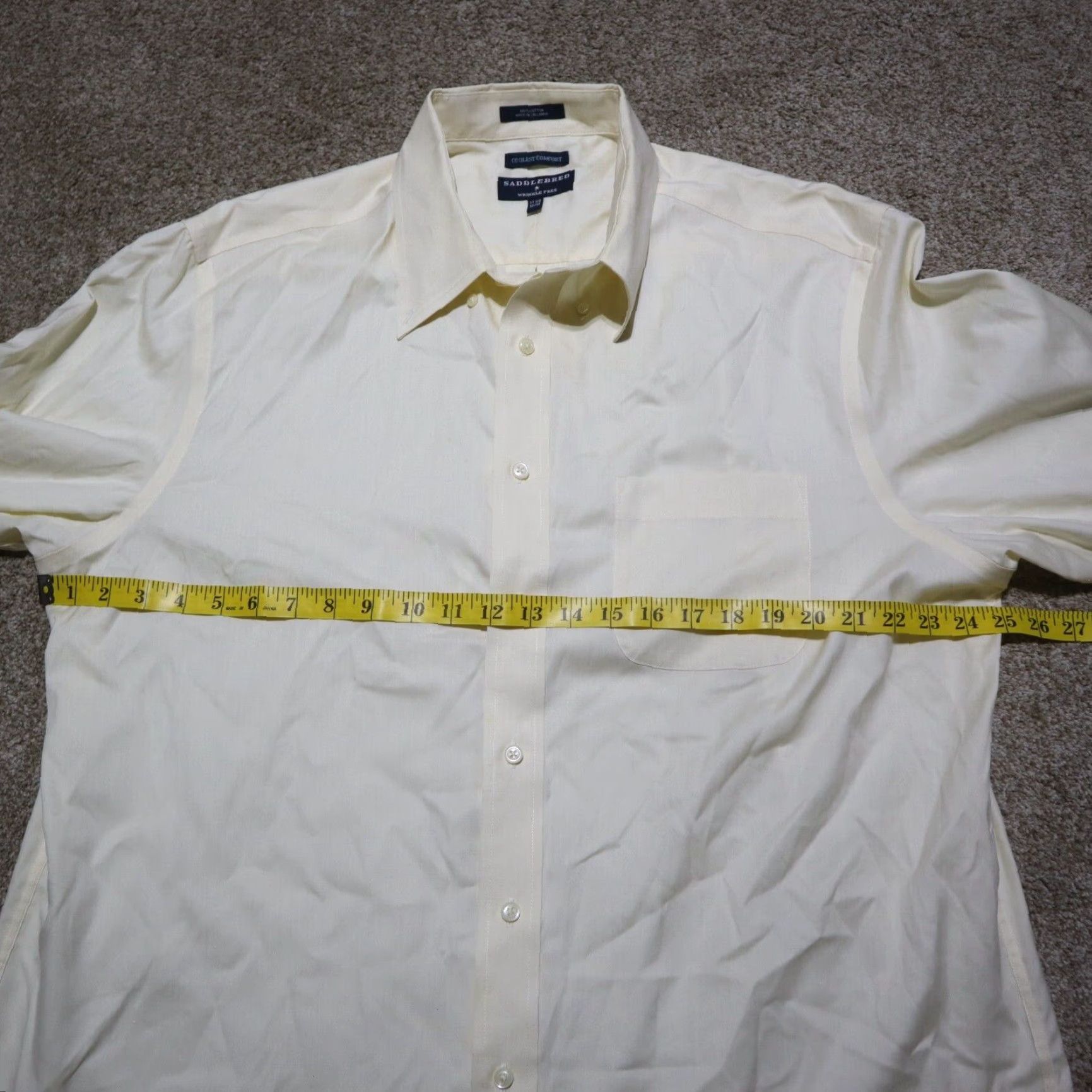 Vintage VINTAGE Saddlebred Shirt Mens 17.5 Beige Solid 3/4 Sleeve Button-Up 90s Event Size US XL / EU 56 / 4 - 4 Thumbnail