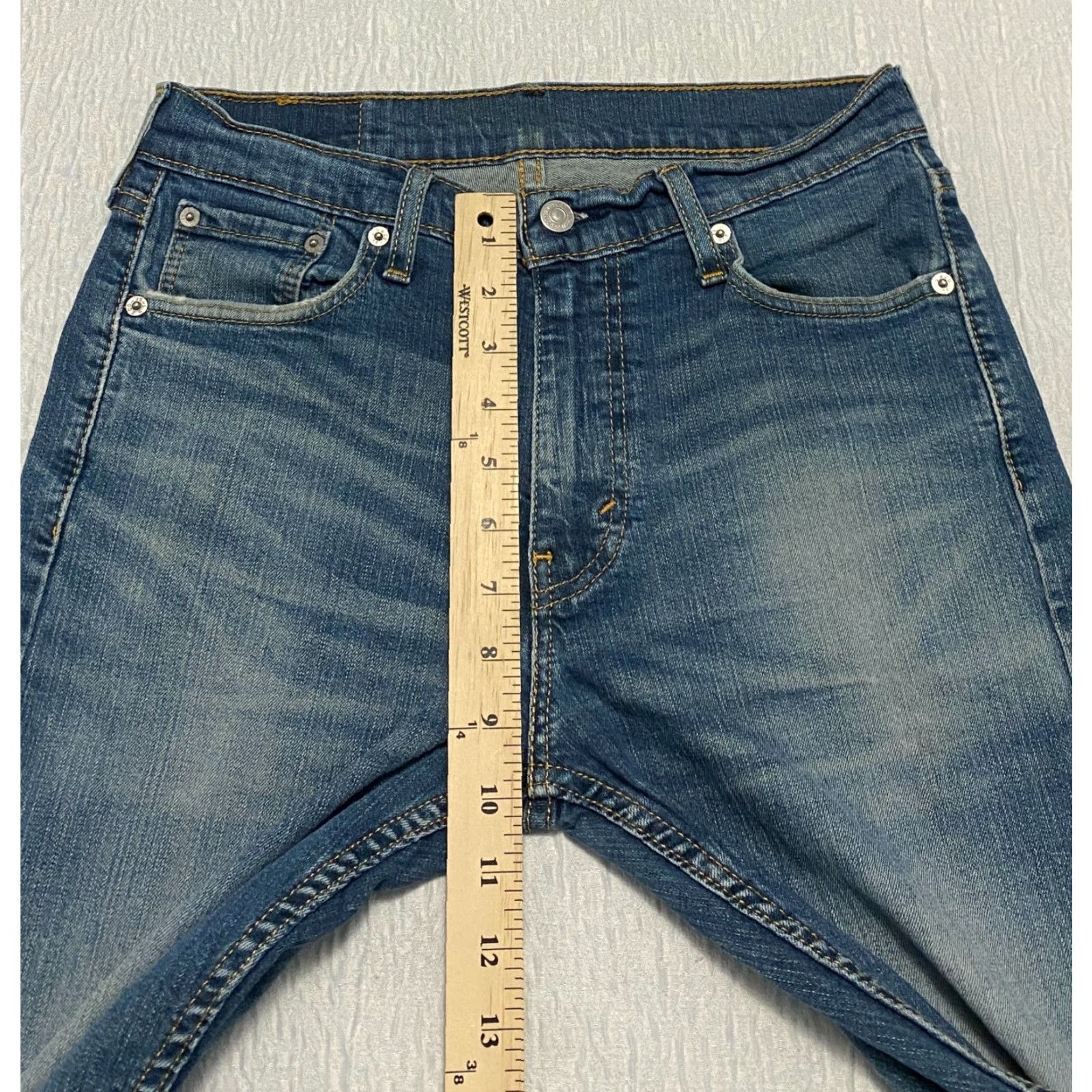 Levi's Levis 513 Slim Straight Jeans Size 30x32 Blue Distressed Faded Whiskers Size US 30 / EU 46 - 4 Thumbnail