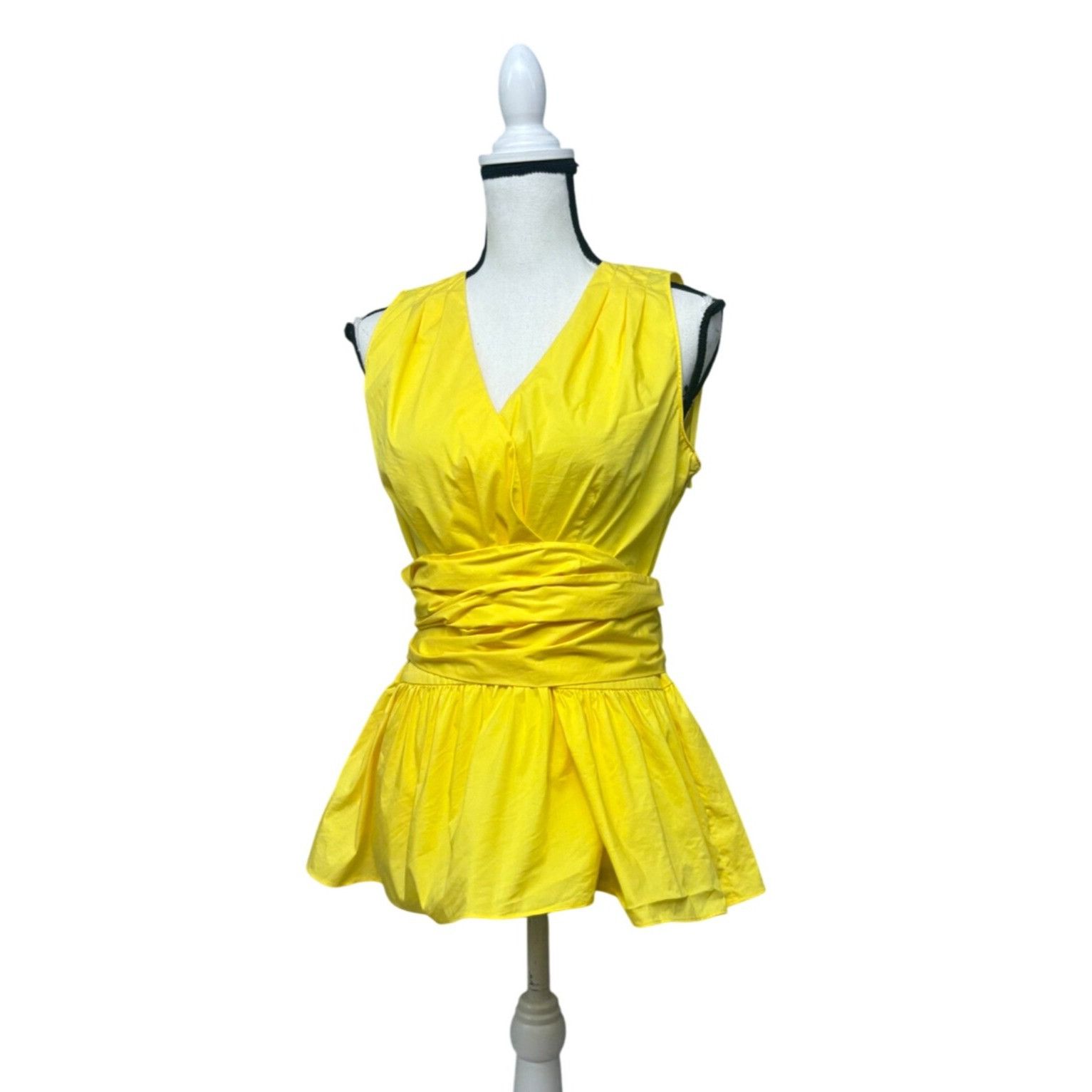 1901 1901 Surplice Wrap Peplum Sleeveless Blouse in Yellow, Sz. Size XL / US 12-14 / IT 48-50 - 1 Thumbnail