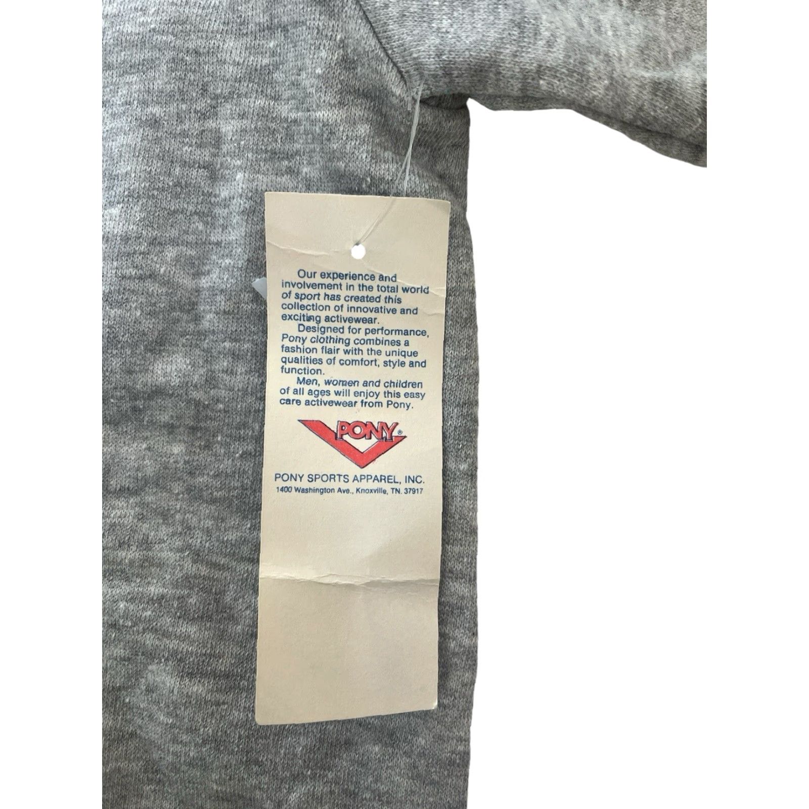 PONY VINTAGE PONY Sweatshirt Mens Crew Neck Gray 80s Deadstock NWT Made in USA Pullover Cotton Blend 50/50 23” Long 20” Across 21.5” Shoulder to Hem Mens Size US M / EU 48-50 / 2 - 3 Thumbnail
