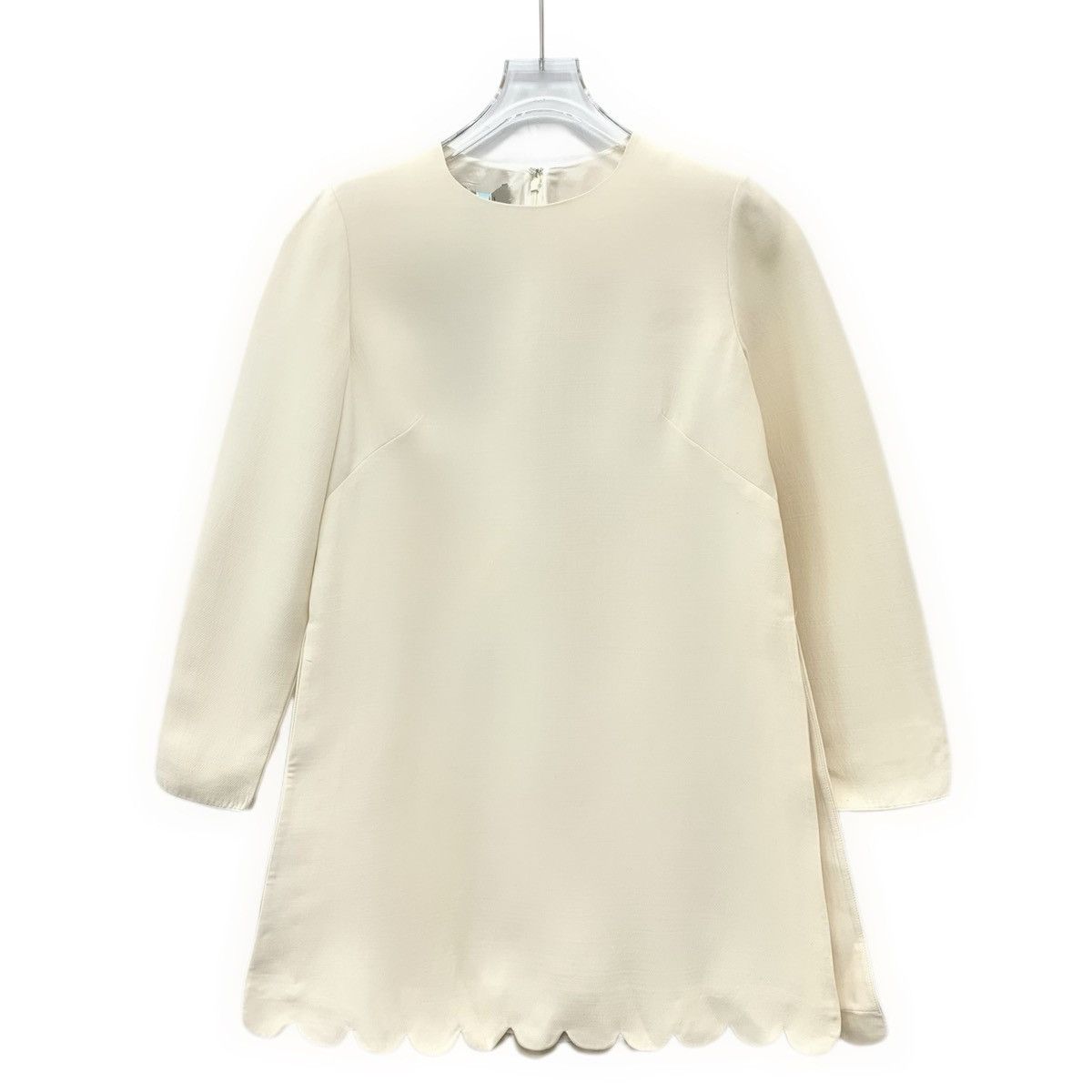 Valentino Valentino Beige Lace Trim Crew Neck Long Sleeve Dress K26WX Size L / US 10 / IT 46 - 1 Thumbnail