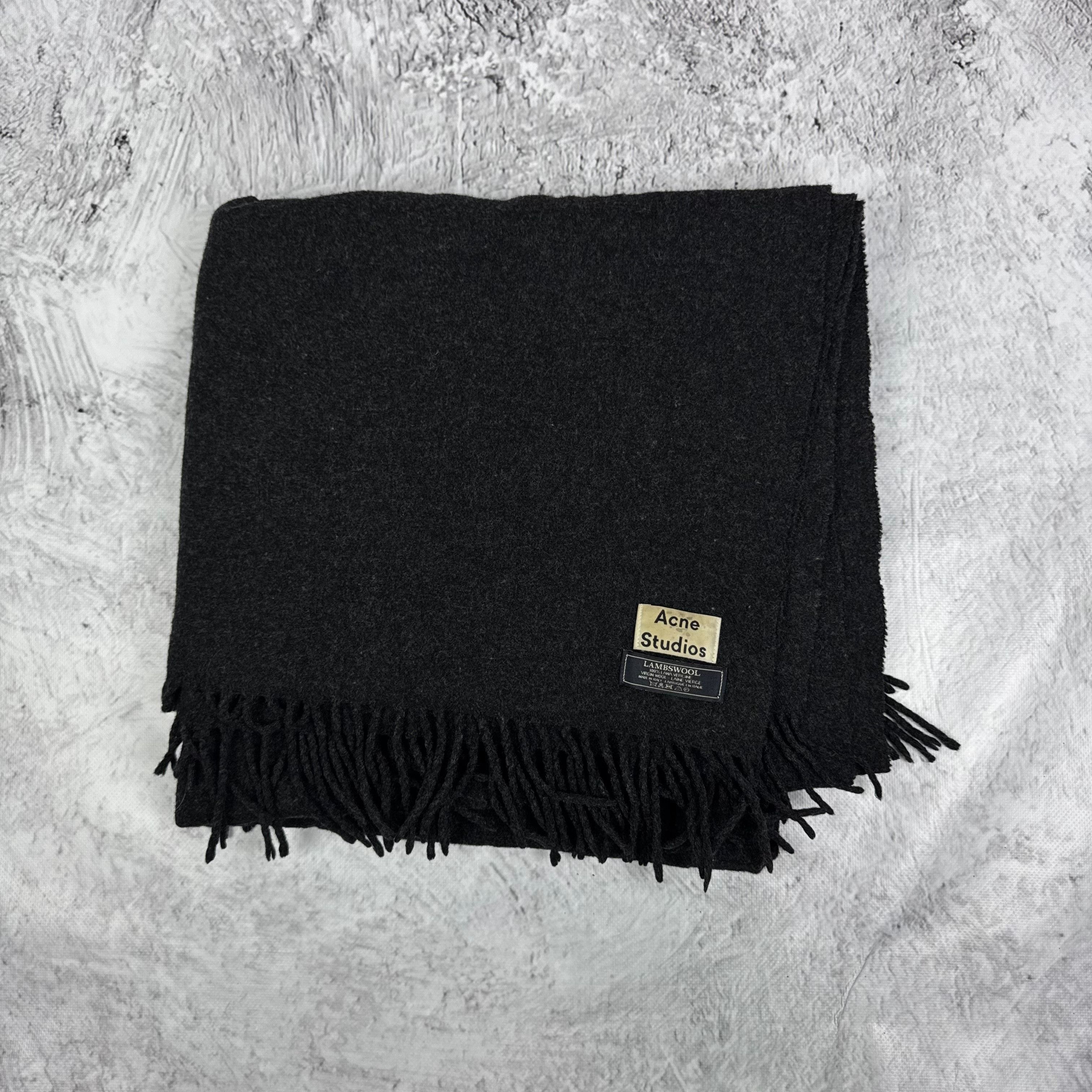 Acne Studios Acne Studios Womens Black Lambswool Rectangular Fringe Scarf Size ONE SIZE - 2 Thumbnail