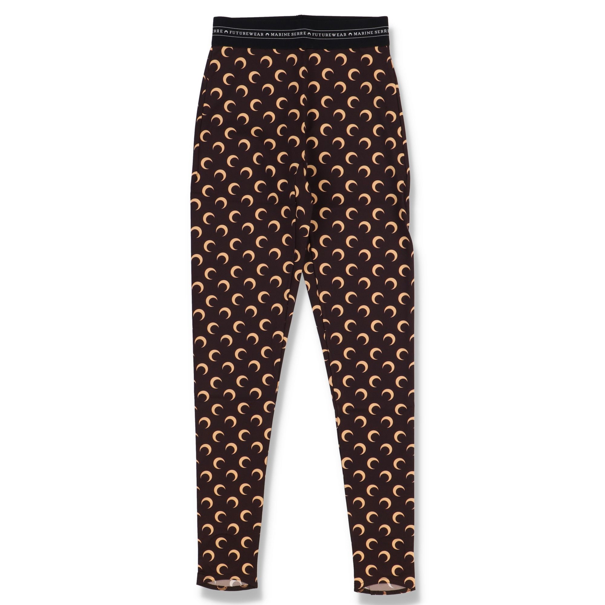 image of Marine Serre Black Borderline Moon Print Leggings, Women's (Size 24)