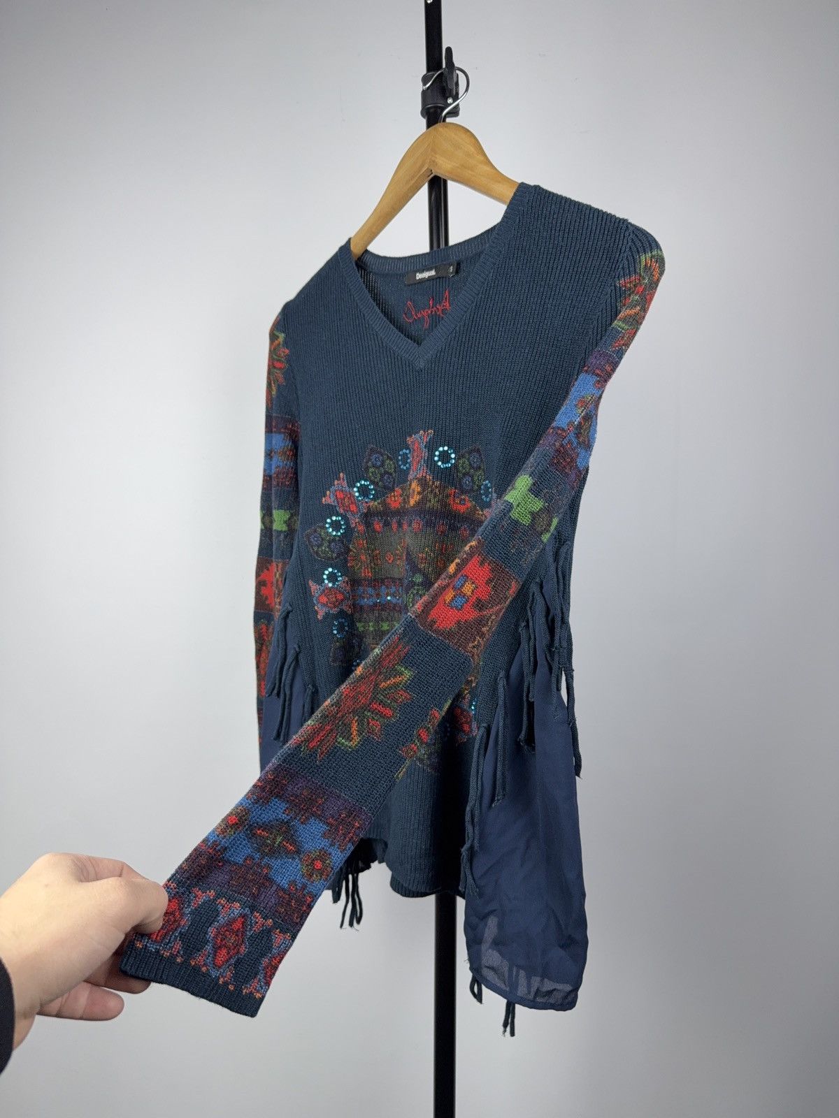 Desigual 00s Y2K Desigual Boho Knit Sweater Fringe Ethnic Pattern S Size S / US 4 / IT 40 - 5 Thumbnail