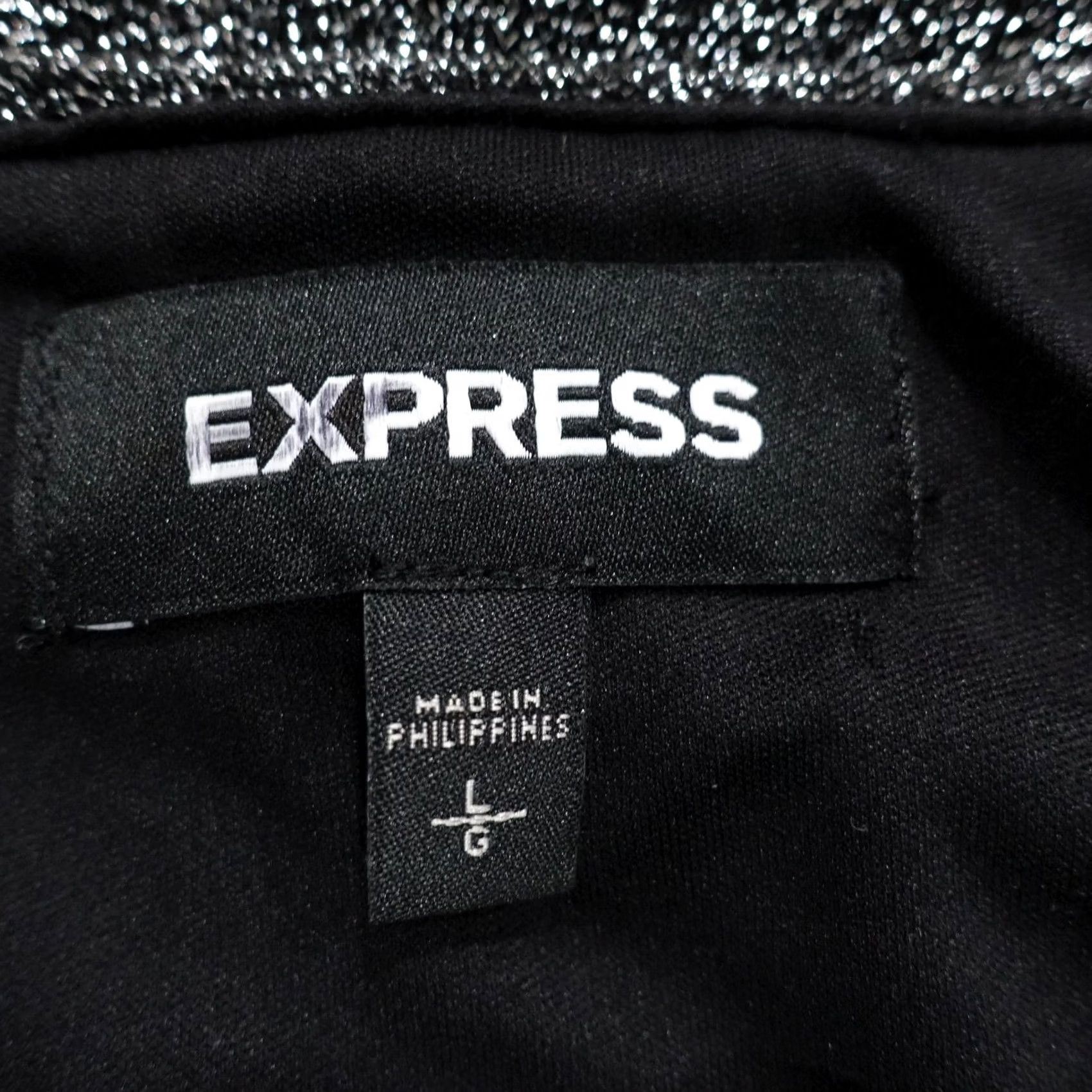 Express Express Skirt L Black Glitter Stretch Knit Short Lined Pull On Party Womens Size 36" / US 14 / IT 50 - 5 Thumbnail