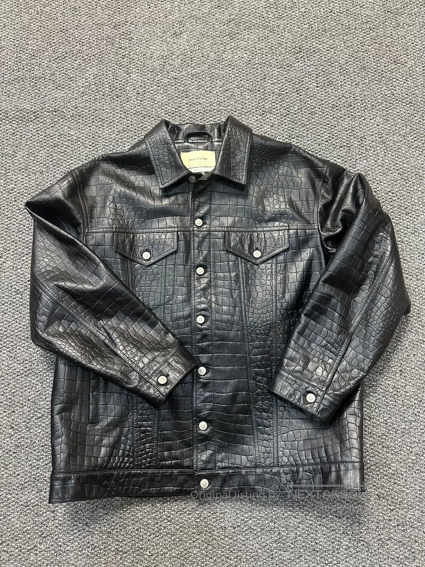 1017 ALYX 9SM black leather shirt jacket with unique texture. Size US M / EU 48-50 / 2 - 1 Thumbnail