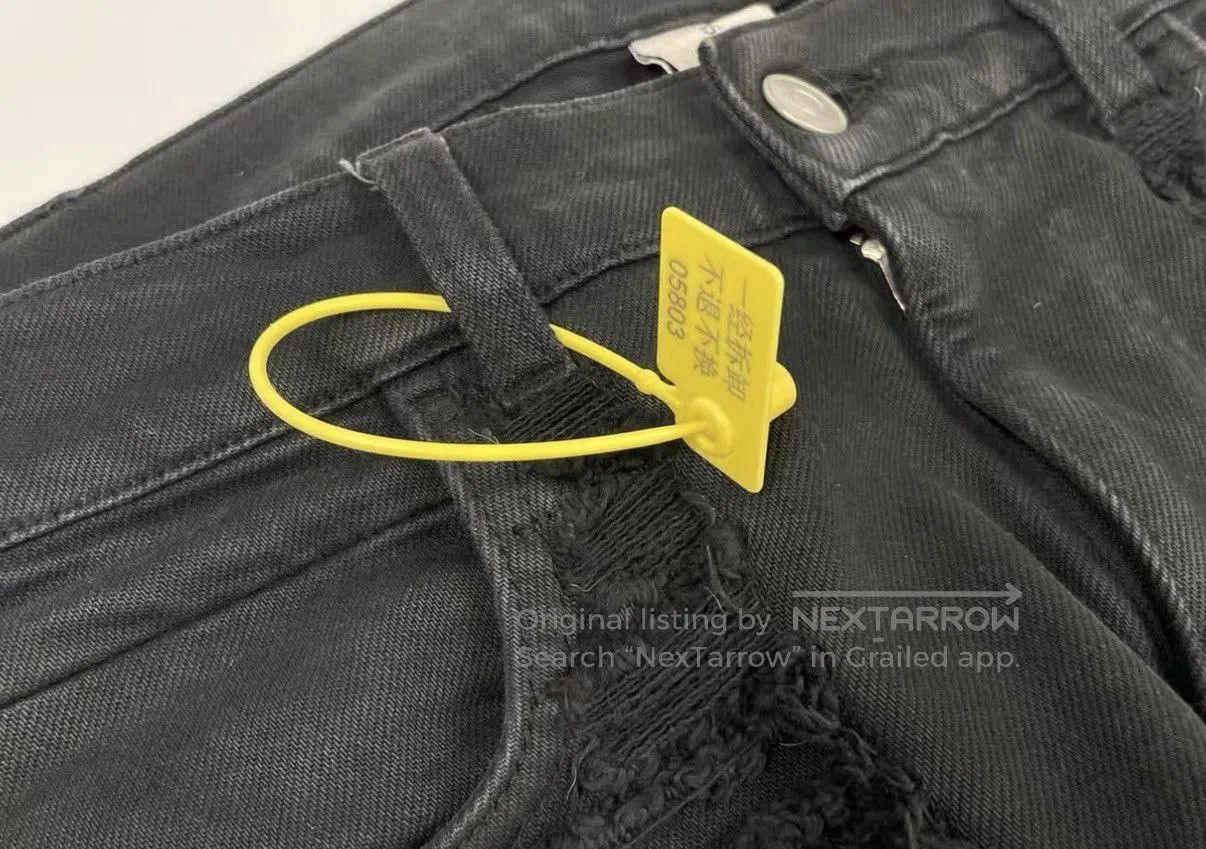 Blackmeans Black Frayed Denim Pants with Stud Accents Size 32. Size US 32 / EU 48 - 6 Thumbnail