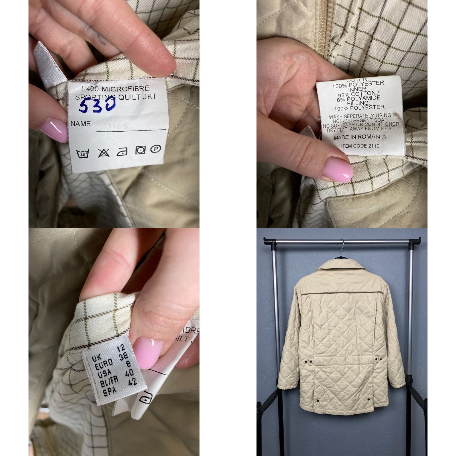 Barbour Barbour Womens Jacket Barbour Vintage Quilted Jacket Size US 8 Beige Size M / US 6-8 / IT 42-44 - 8 Thumbnail