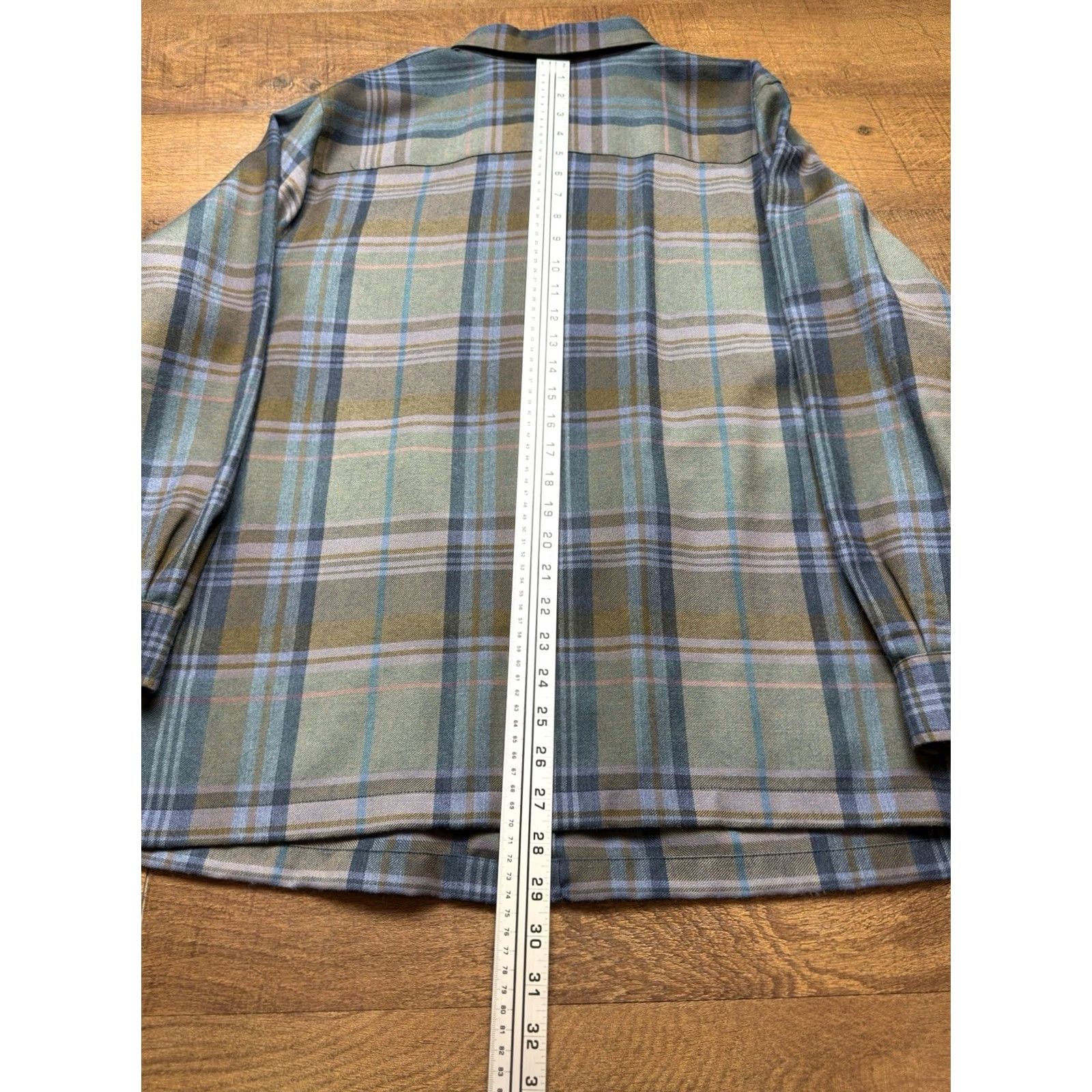 Ralph Lauren VINTAGE Lauren Ralph Lauren Shirt Women's 2X Green Navy Plaid Wool Button Up Size XXL / US 16-18 / IT 52-54 - 7 Thumbnail