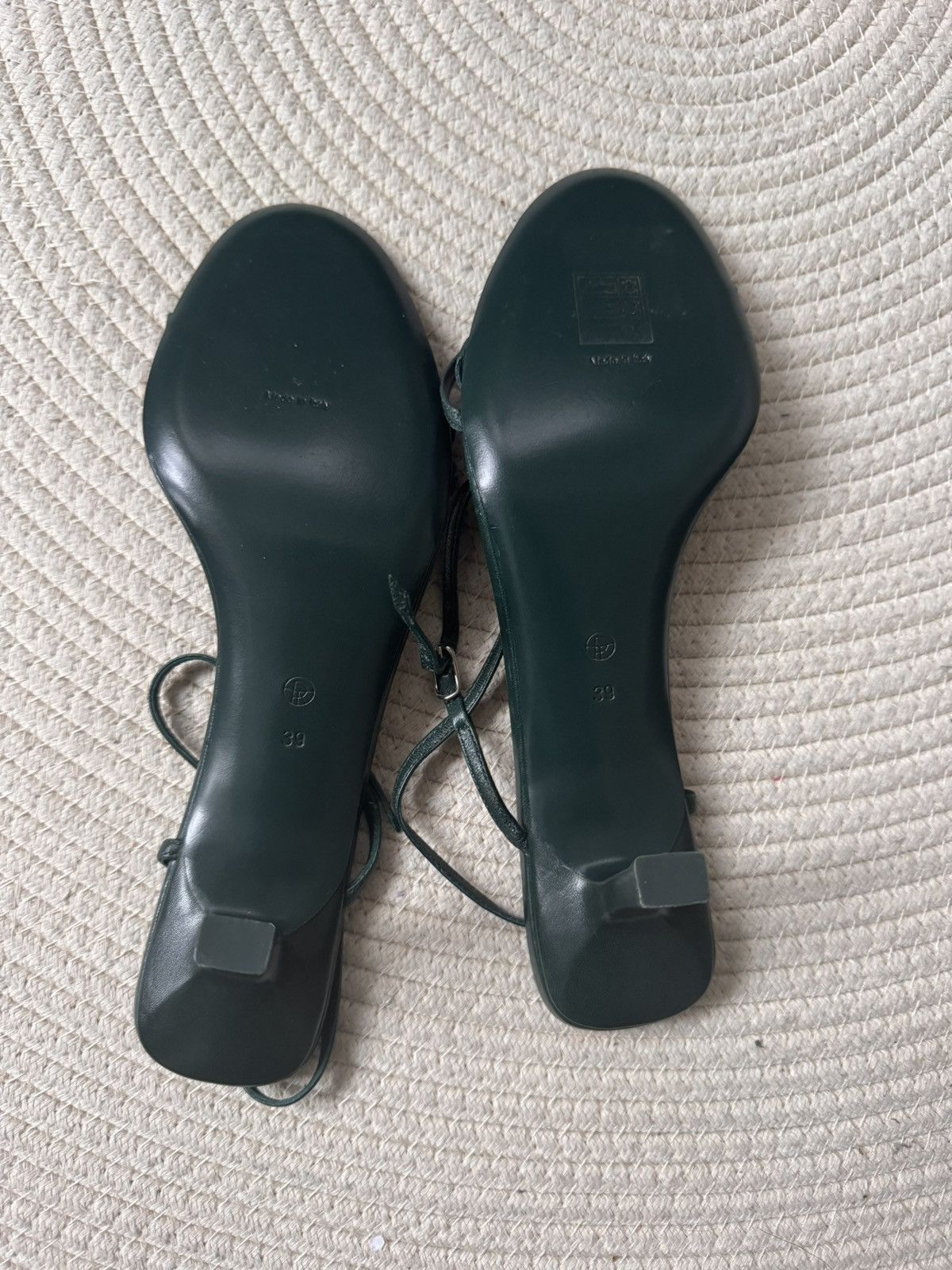 The Row new THE ROW Bare dark forest green minimalist heel sandal 39 Size US 8.5 / IT 38.5 - 3 Thumbnail