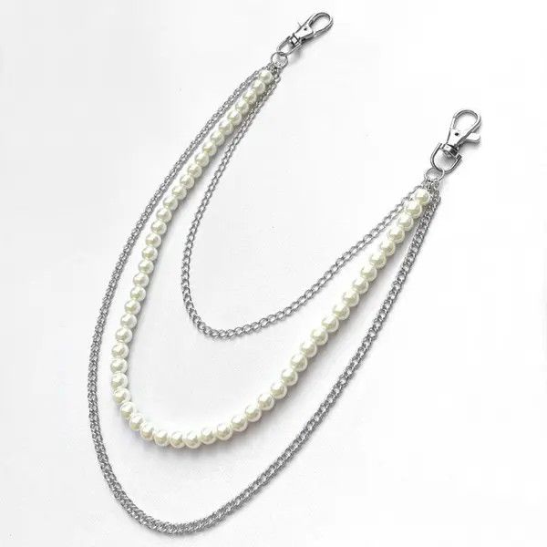 Jewelry Triple Layer Pearl Wallet Chain, Pants Chain Size ONE SIZE - 4 Thumbnail