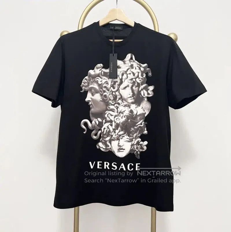Versace Versace Summer Black Cotton Men's T-Shirt . Size US S / EU 44-46 / 1 - 2 Thumbnail