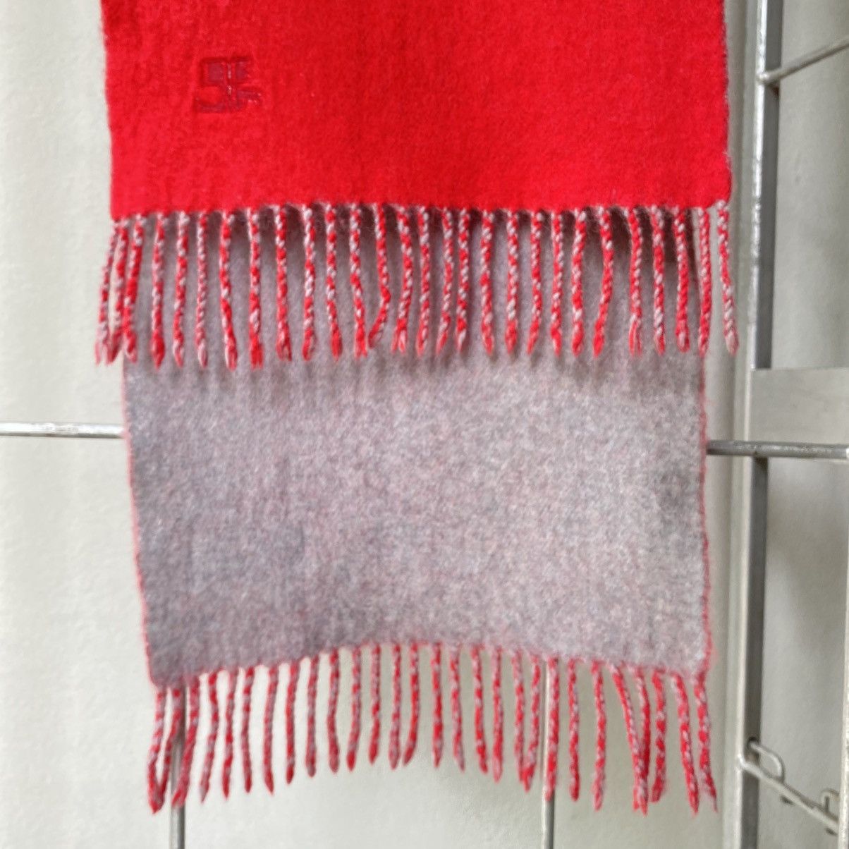 Courreges COURREGES Red & Grey 100% Wool Scarf Size ONE SIZE - 14 Thumbnail