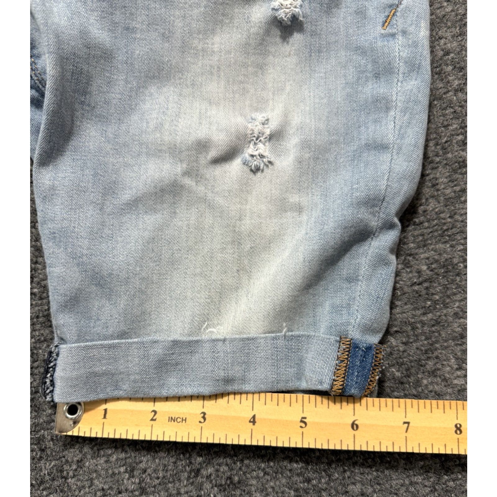 Express Express Women's Jeans Shorts 30×8 Blue Distressed Cuffed Stretch Jorts Cut-Off Size 29" - 6 Thumbnail