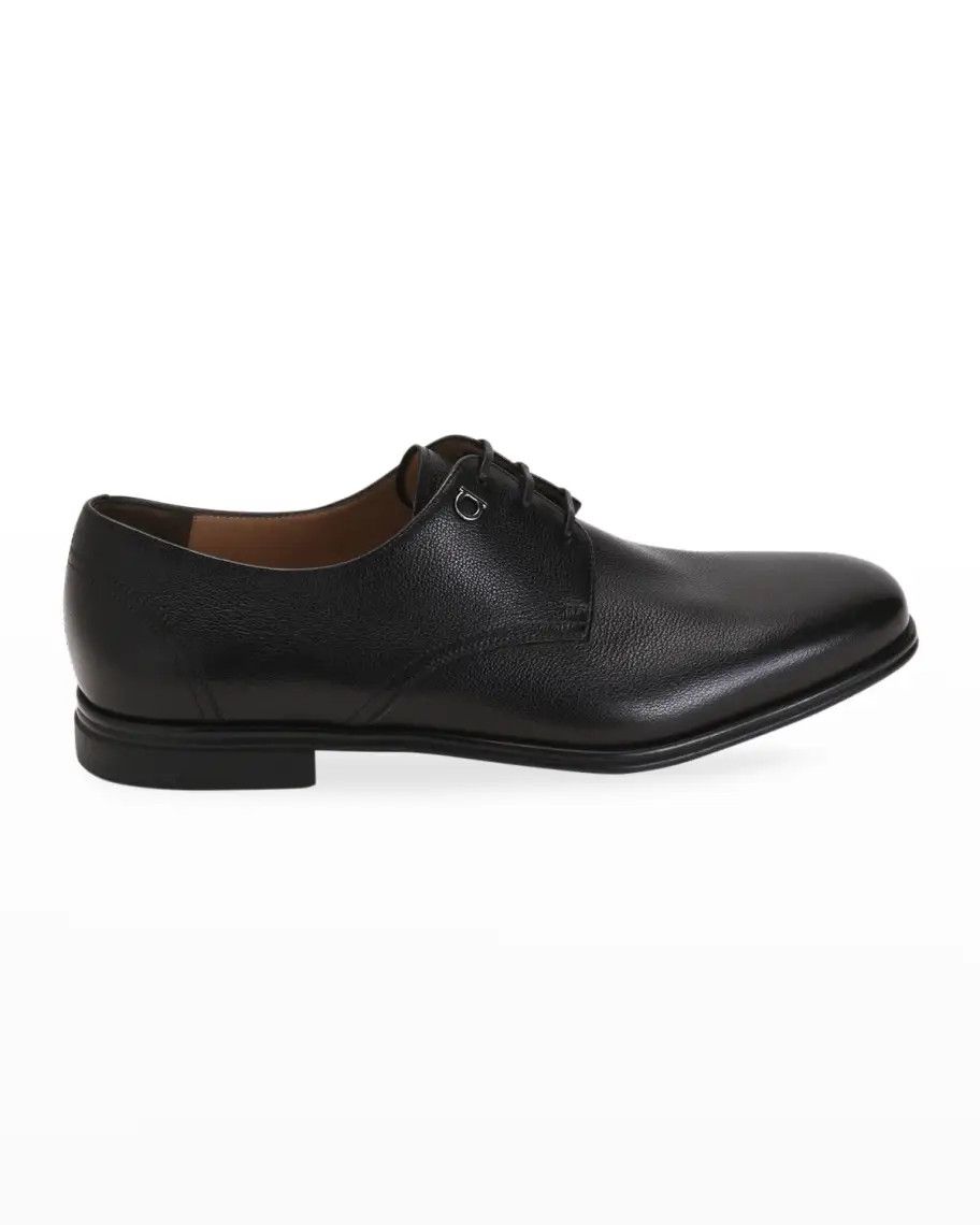 Salvatore Ferragamo o1s1rm0924 Spencer Leather Derby Shoes in Black Size US 12.5 / EU 45-46 - 1 Thumbnail