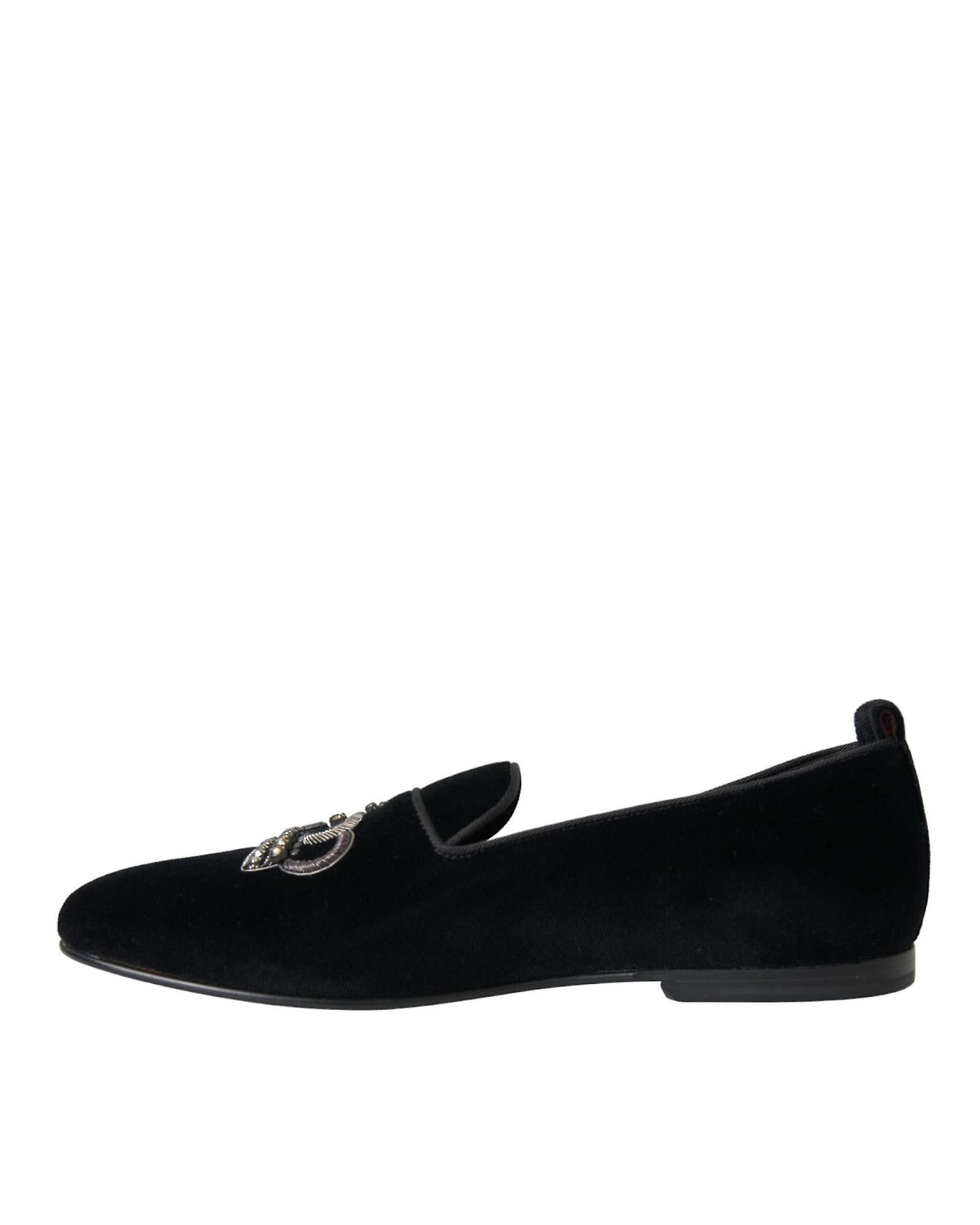 Dolce & Gabbana o1y0125 Velvet Loafers in Black Size US 7 / EU 40 - 2 Thumbnail