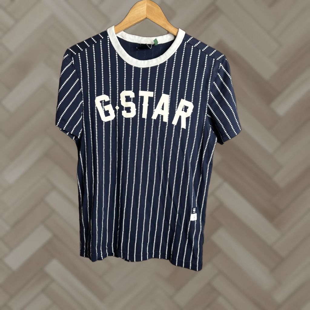 G-Star G Star Raw Shirt Mens XS Striped Blue White T-Shirt Short Sleeve Multicolor Pattern Classic DesignerMens XS Short Sleeve Shirt Size US XS / EU 42 / 0 - 1 Thumbnail