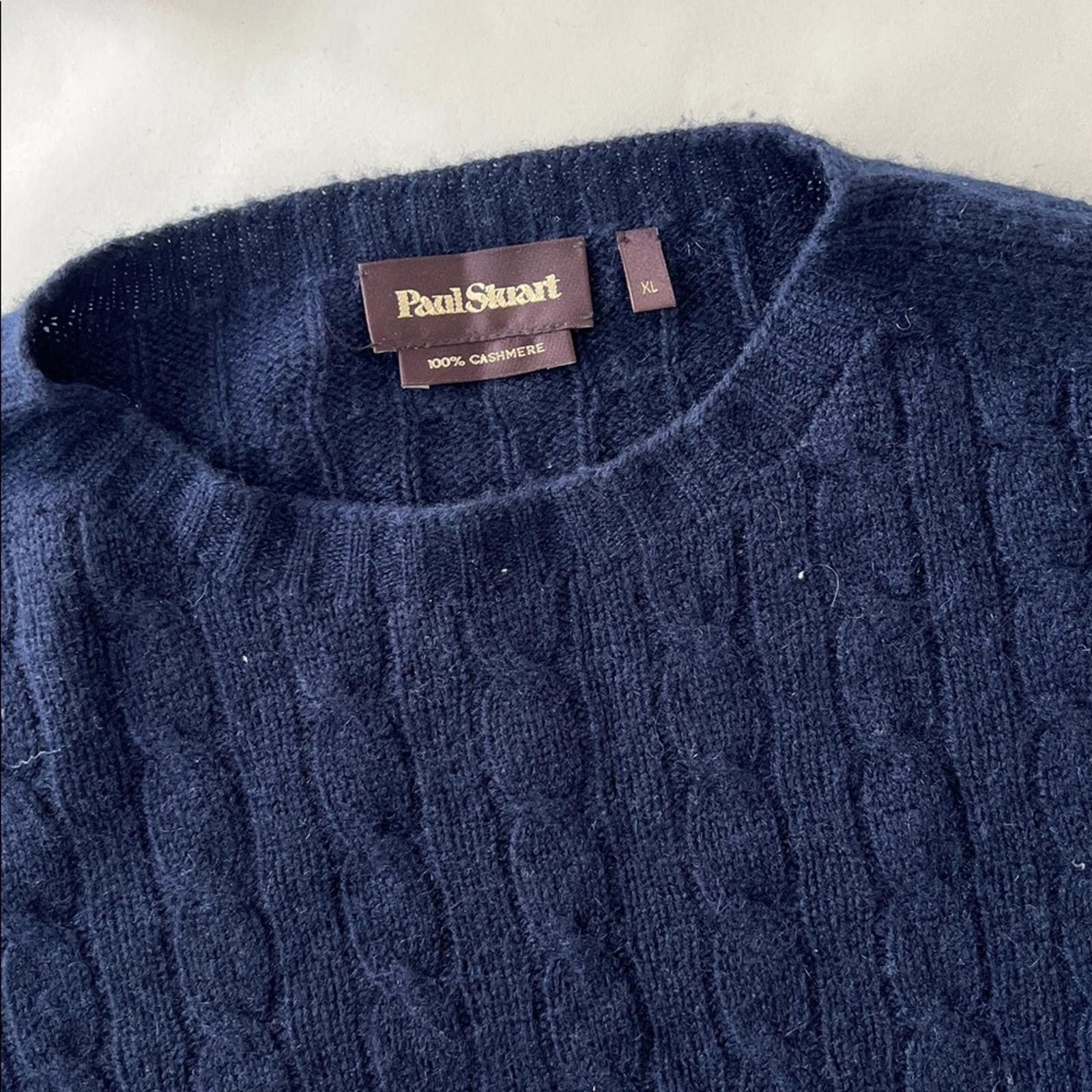 Paul Stuart Paul Stuart 100% Cashmere Cable Knit Blue Crewneck Sweater Size US XL / EU 56 / 4 - 7 Thumbnail