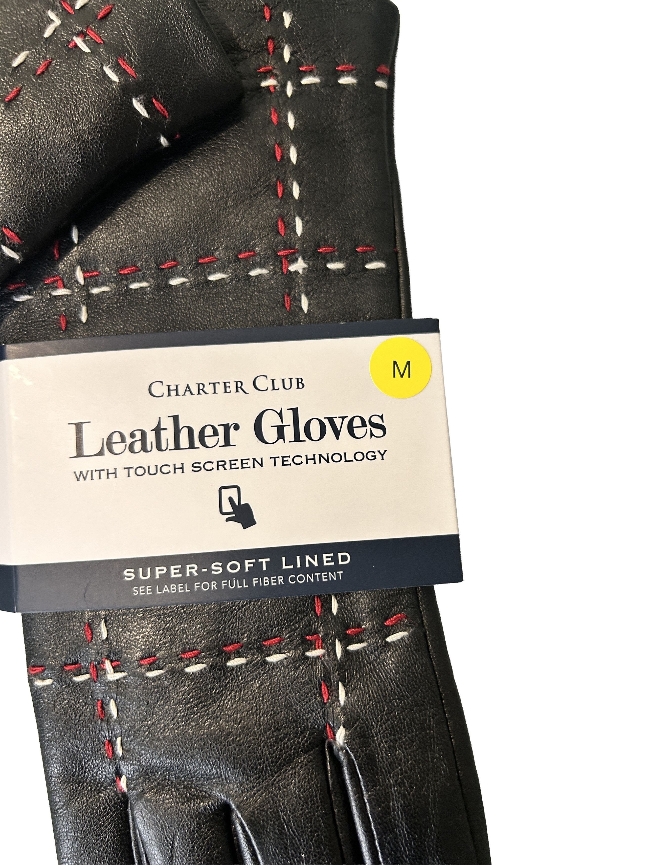 Charter Club (size M) Genuine Leather Touchscreen Gloves | Warm & Soft Size ONE SIZE - 4 Thumbnail