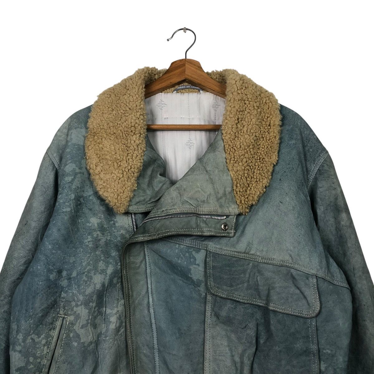 Vintage 🔥VINTAGE LEATHER JACKET DOUBLE COLLAR SHERPA GEROME SPAIN Size US M / EU 48-50 / 2 - 3 Thumbnail
