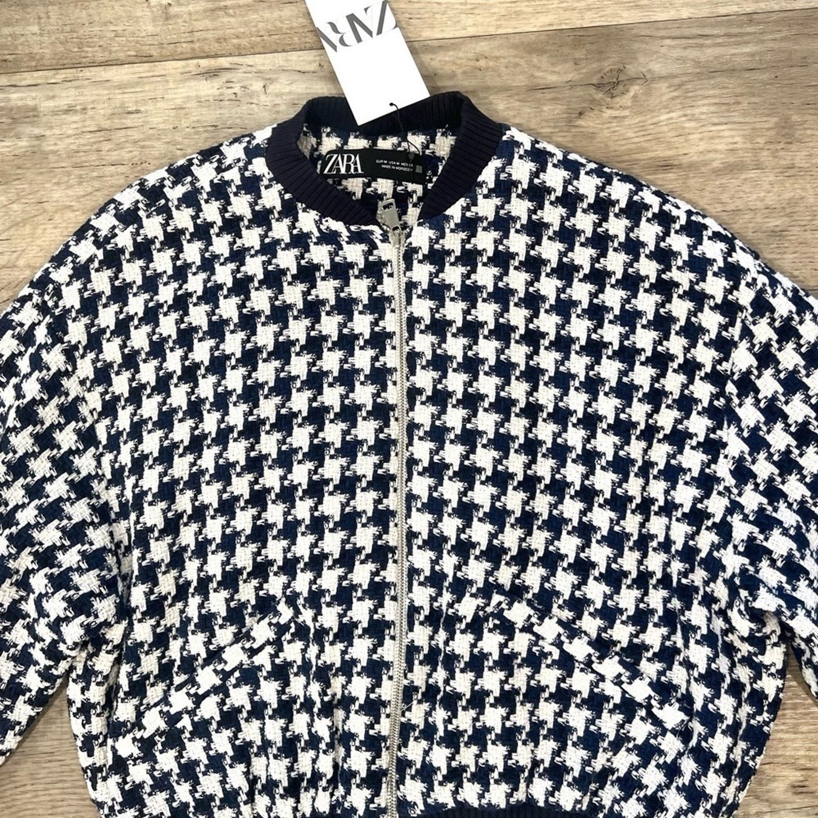 Zara ZARA Houndstooth Co-Ord Set Jacket (L) + Shorts (M) NWT Size 28" / US 6 / IT 42 - 8 Thumbnail