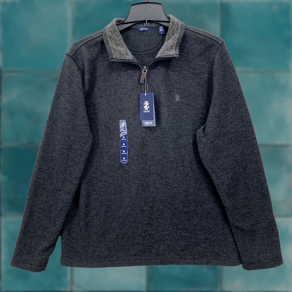 Izod IZOD Thermasoft Tech Sweater Mens Medium Black Knit 1/4 Zip Fleece Mock Neck Shirt Size US M / EU 48-50 / 2 - 1 Thumbnail