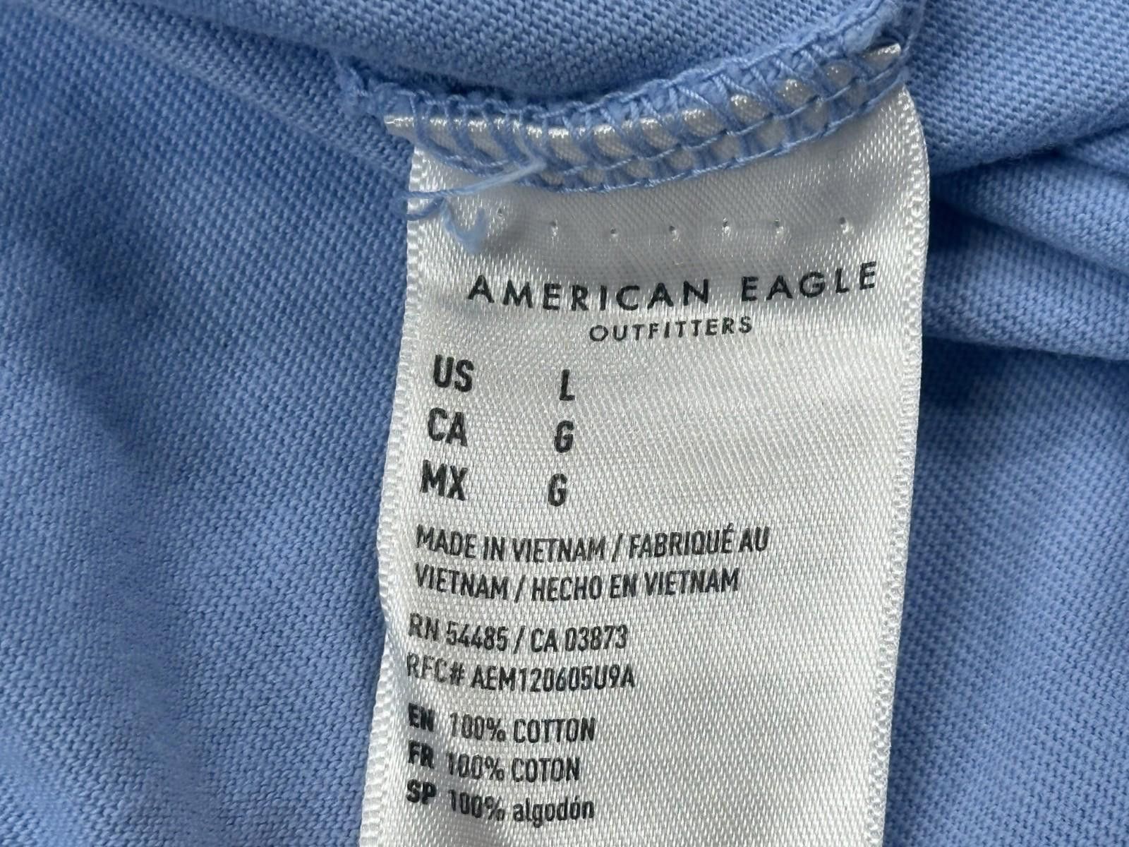 American Eagle Outfitters American Eagle Embroidered Logo Soft Standard Fit T Blue L Size US L / EU 52-54 / 3 - 10 Thumbnail