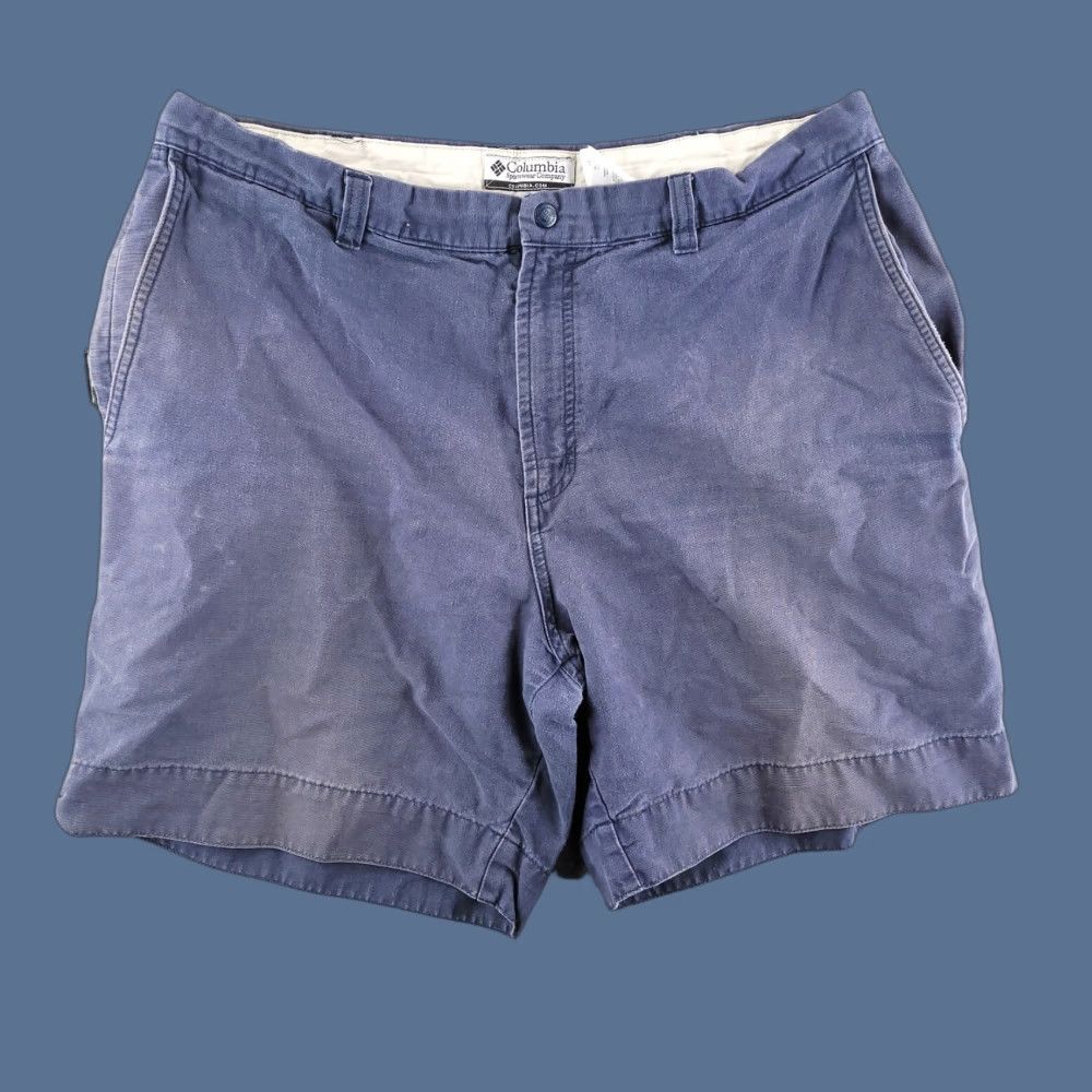 Vintage Columbia Walk Shorts Mens 36 Blue Distressed Canvas Cotton Hiking Outdoor Chino Flat Front Solid 36 Mens Blue Outdoor 90s (adjusted) Size US 36 / EU 52 - 1 Thumbnail