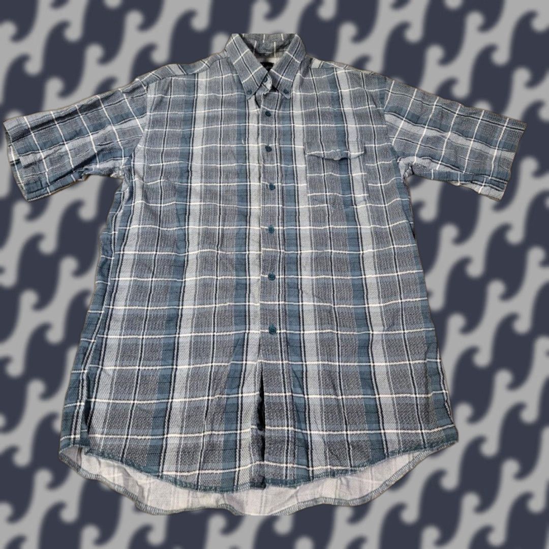Wrangler VINTAGE Wrangler Western Shirt Men's M Green Plaid Short Sleeve Button-Up Collared Lightweight Easy Care Pockets Preshrunk 90s Western Mens_Cowboy Size US M / EU 48-50 / 2 - 1 Thumbnail