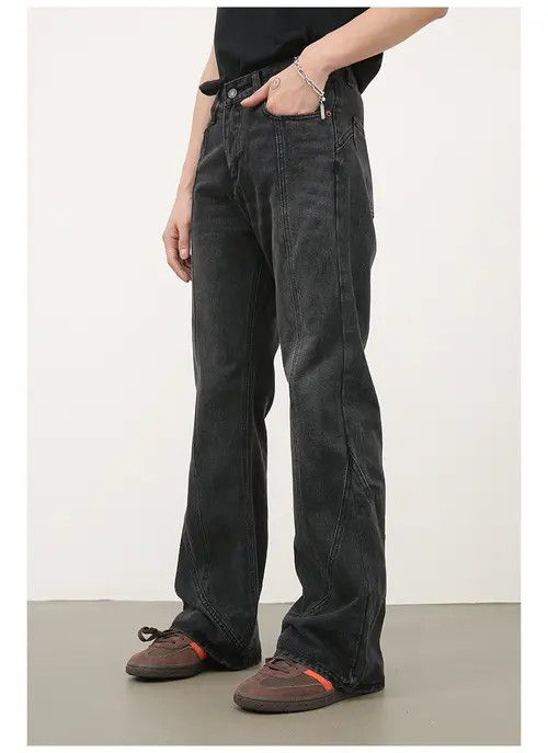 Jean Men's American retro high street patchwork flared jeans Size US 32 / EU 48 - 3 Thumbnail