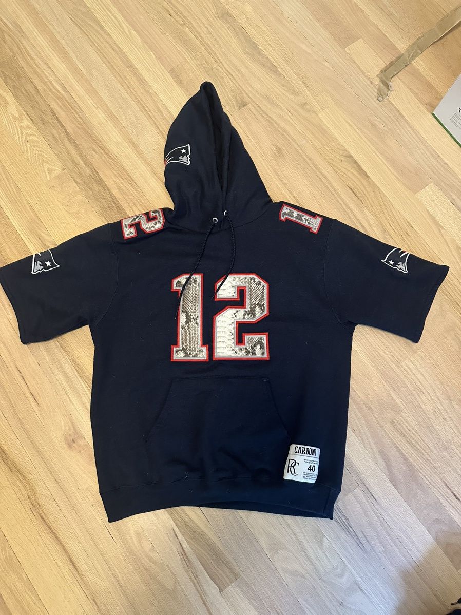 image of Renzo Cardoni Snakeskin Hooded Tee Tom Brady in Navy, Men's (Size Medium)
