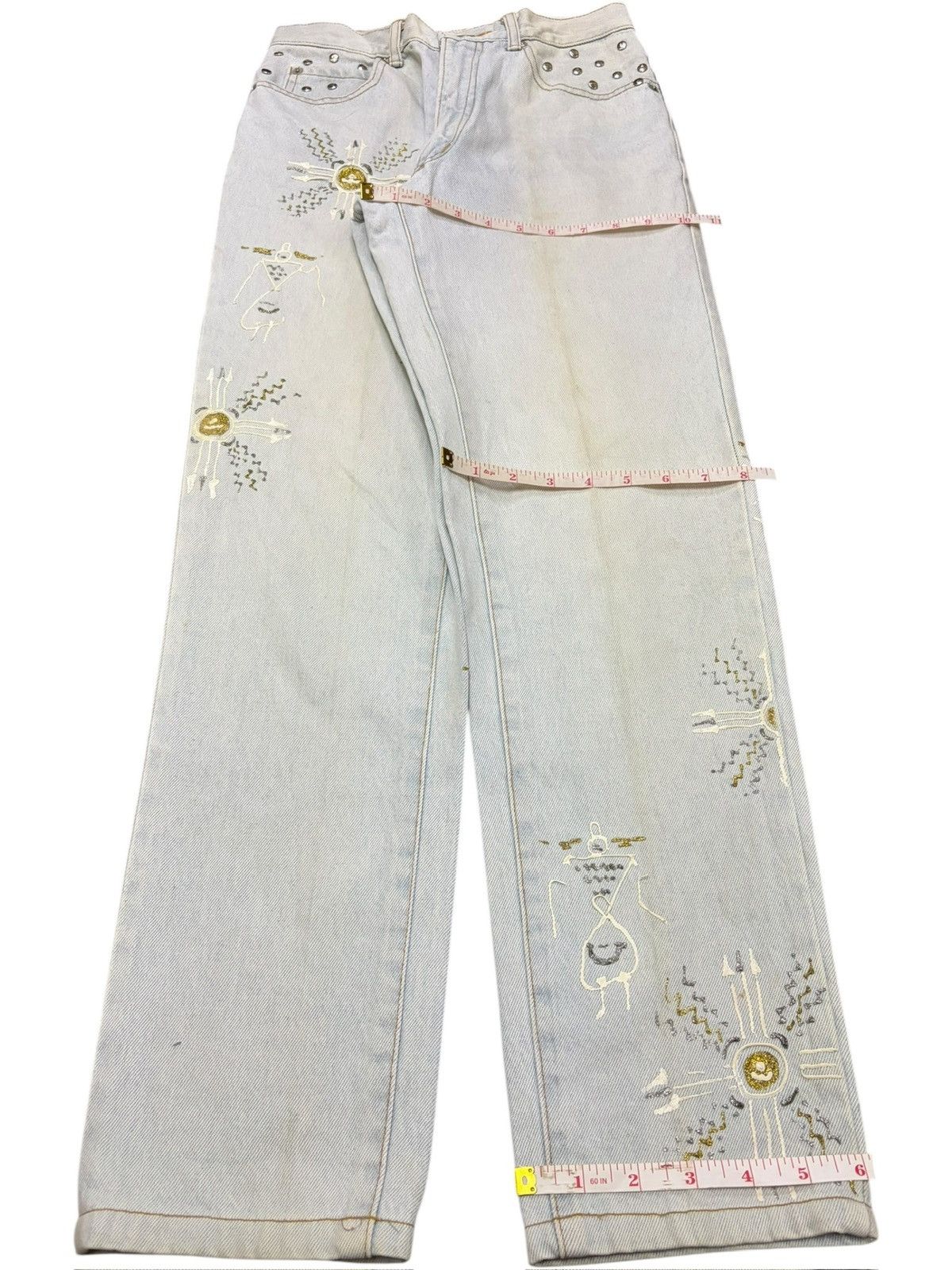 Dsquared2 Vintage Japanese Blue Way Studded Tapered Jeans Size 25" / US 0 / IT 36 - 7 Thumbnail