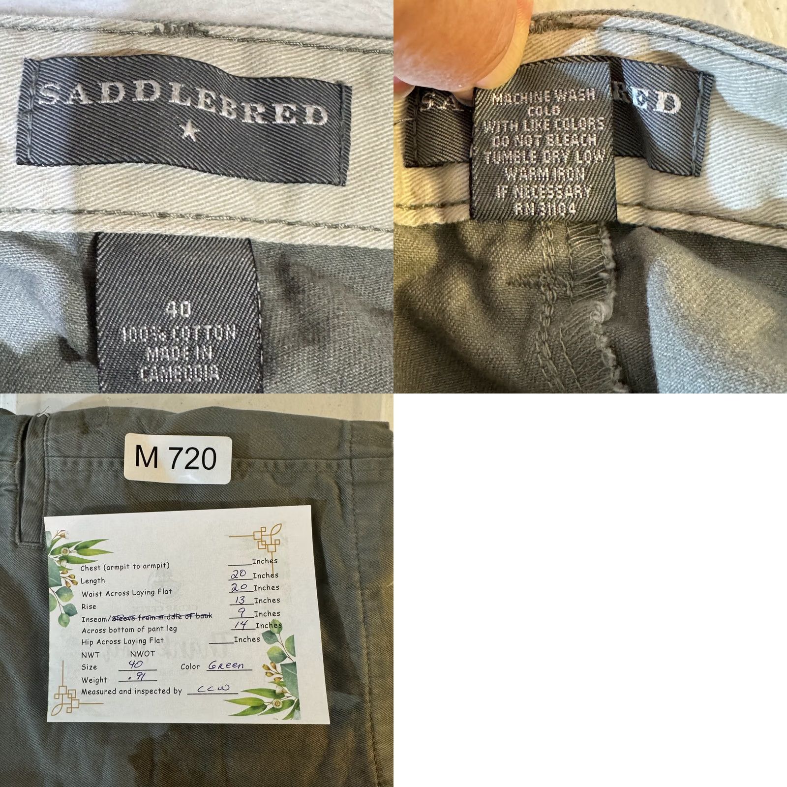 Vintage Saddlebred Shorts Men’s Size 40 Green Cotton Pleated Casual Excellent Size US 40 / EU 56 - 8 Thumbnail