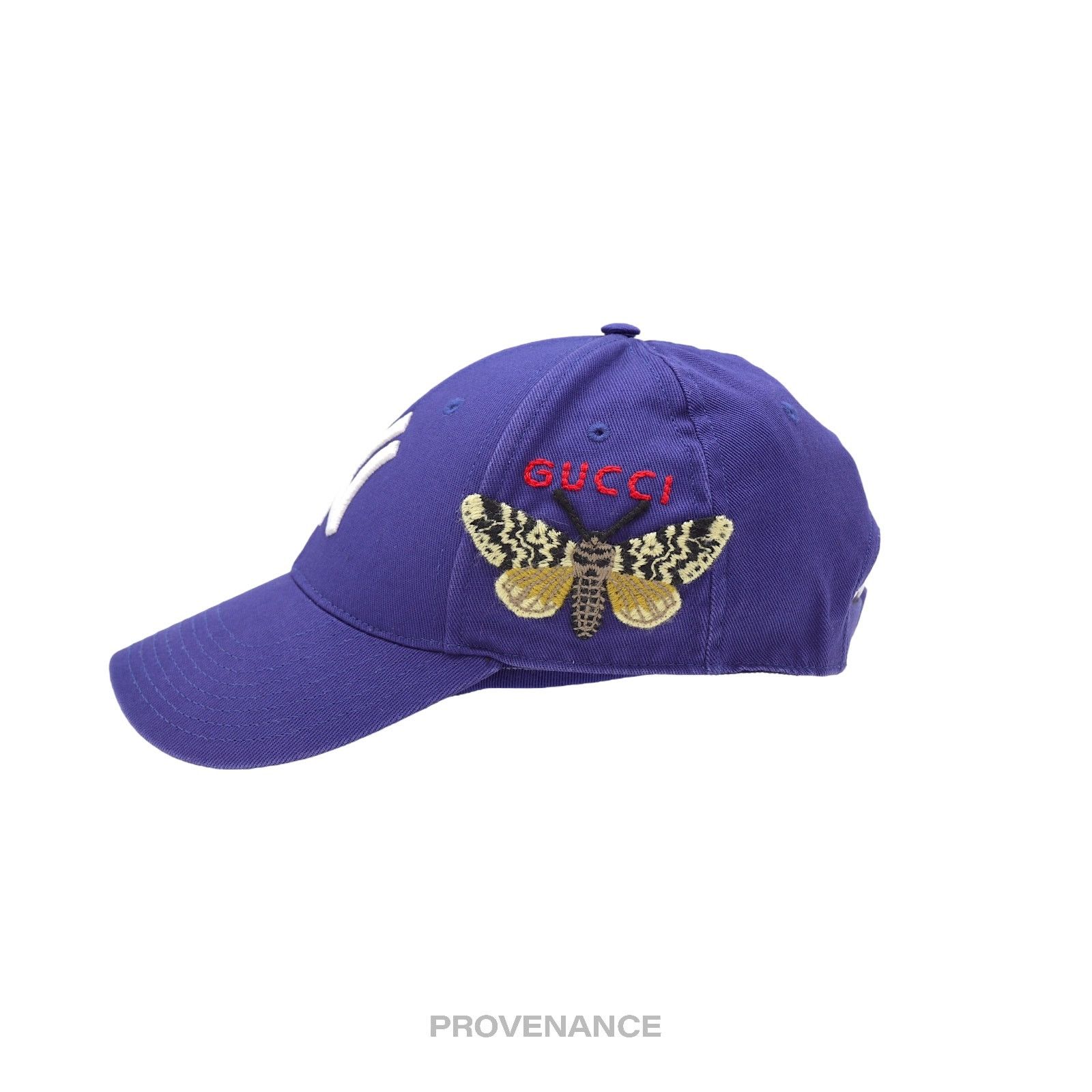 Gucci 🔴 Gucci x NY Yankees Embroidered Hat Cap - Blue with Moth Size ONE SIZE - 4 Thumbnail