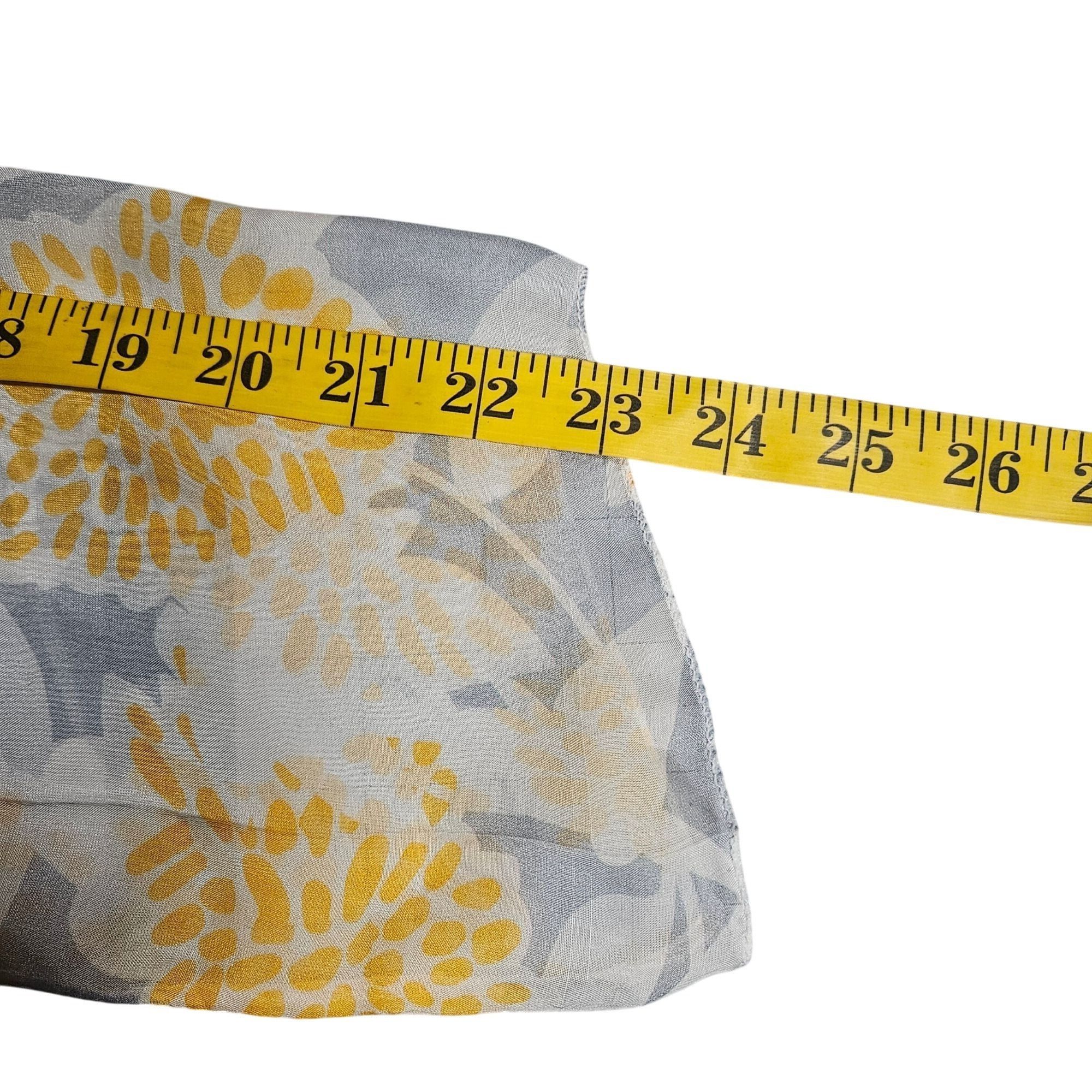 Other Italian Silk Floral Blouse XL Yellow Gray Sheer Resort Coast Size XL / US 12-14 / IT 48-50 - 9 Thumbnail