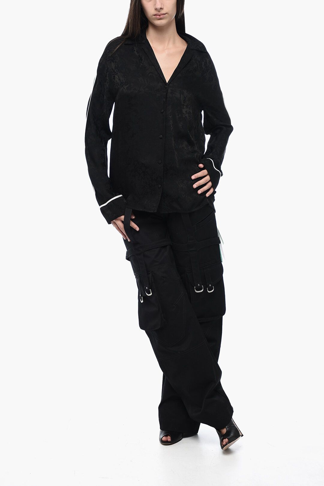 Off-White og1mm1125 Seasonal Brocade Shirt in Black Size XS / US 0-2 / IT 36-38 - 4 Thumbnail