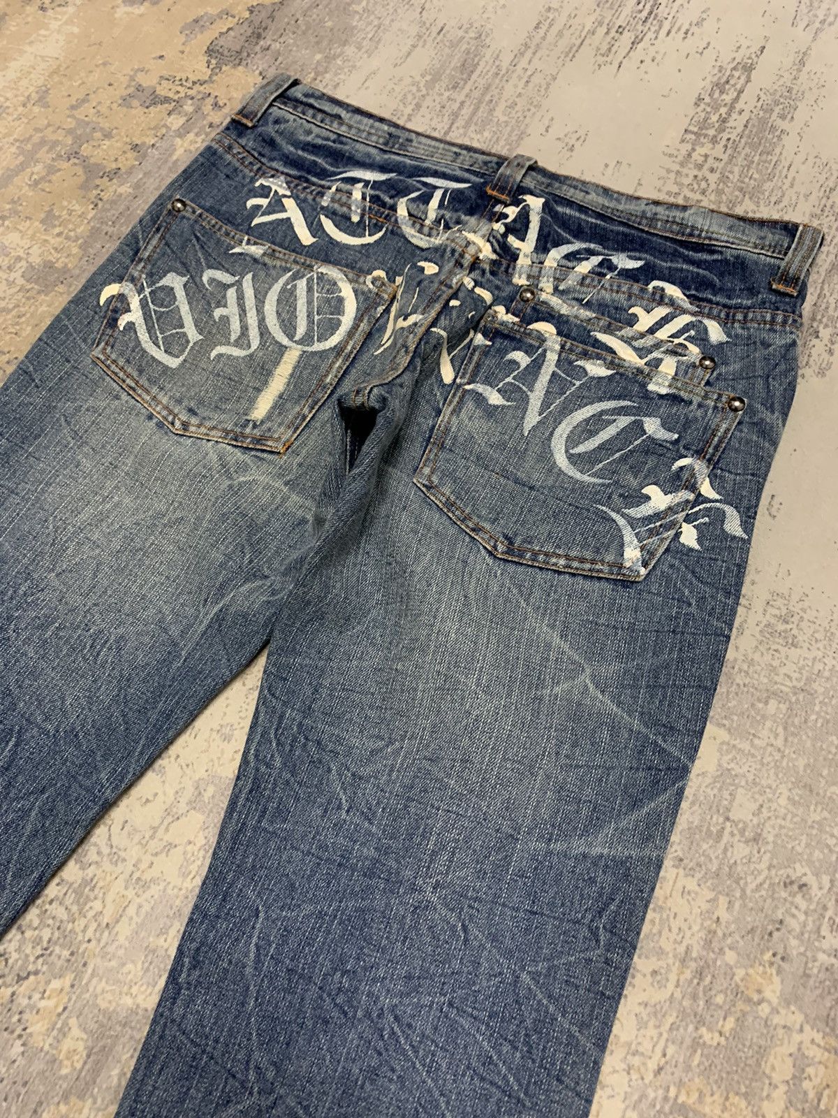 If Six Was Nine Archive Japanese Place Plan Attack Violence Flare Jeans Y2K Size US 30 / EU 46 - 12 Thumbnail