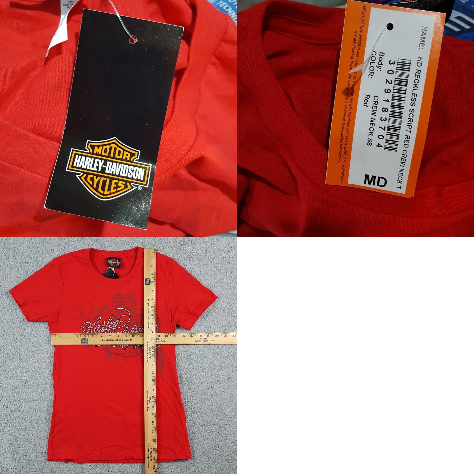 Harley Davidson VINTAGE Harley-Davidson Biker Motorcycle T-Shirt Women's Medium Red Retro Crew Neck 90s Classic Grunge Size M / US 6-8 / IT 42-44 - 8 Thumbnail