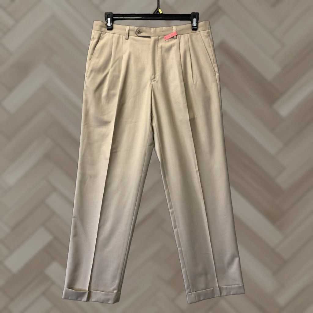 Polo Ralph Lauren VINTAGE Polo Ralph Lauren Dress Pants Mens 34x30 Beige Wool Pleated Front Zipper 1980s USA Men's Pants Size US 34 / EU 50 - 1 Thumbnail