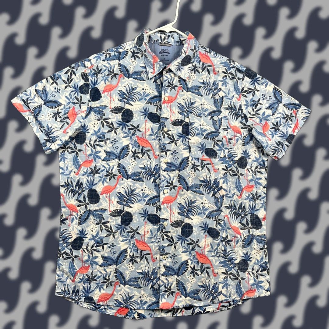 Izod IZOD Saltwater Inside Out Shirt Mens XL Canvas Hawaiian Flamingos Coconut AOP Shirt Size US XL / EU 56 / 4 - 1 Thumbnail