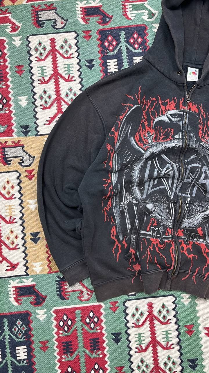 Japanese Brand × Slayer × Vintage Vintage Faded Slayer Zip Up Hype Hoodie Size US XL / EU 56 / 4 - 3 Thumbnail