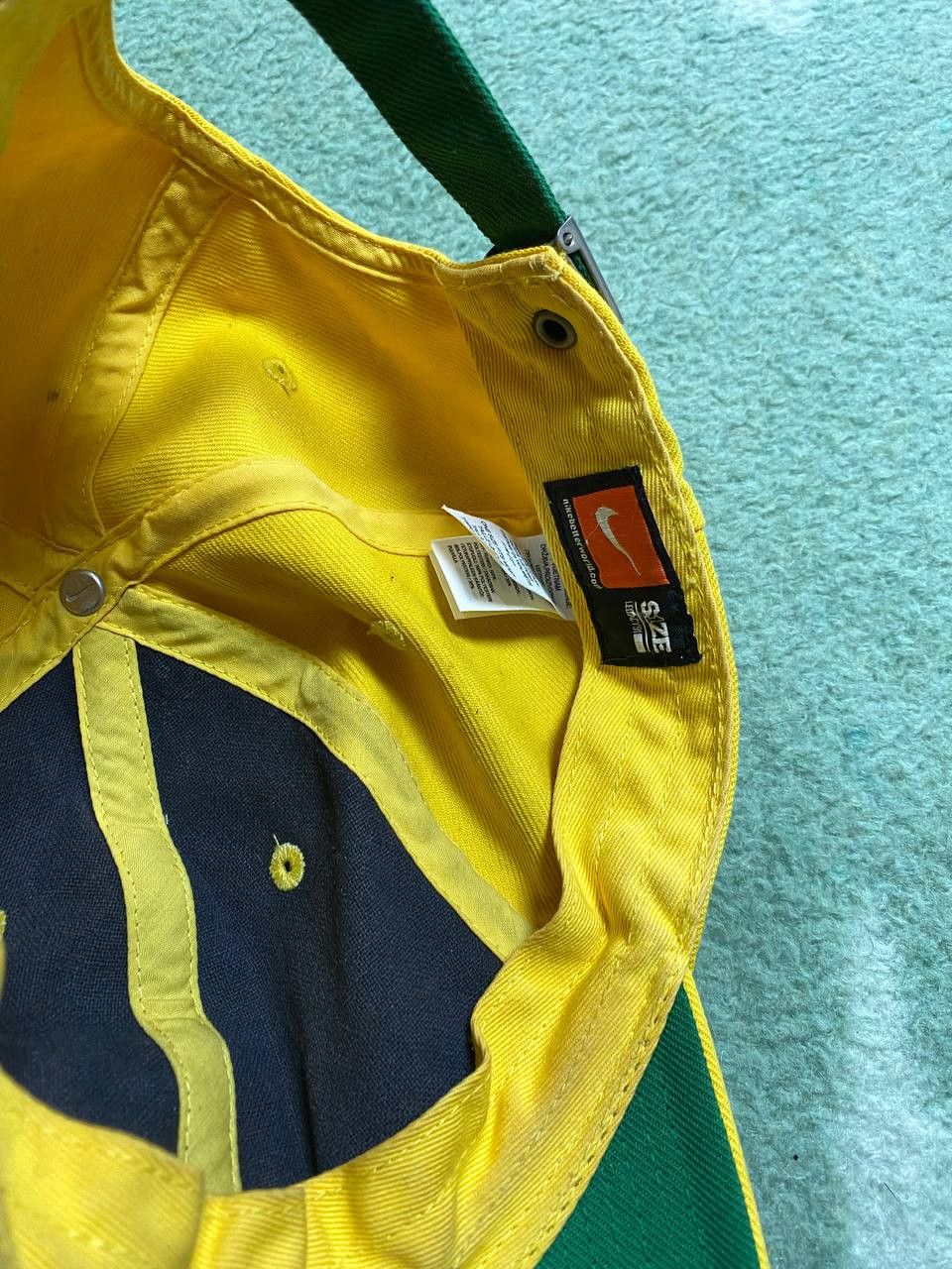 Nike Hats yellow Vintage Nike Cap Y2K big logo streetwear Size ONE SIZE - 2 Thumbnail