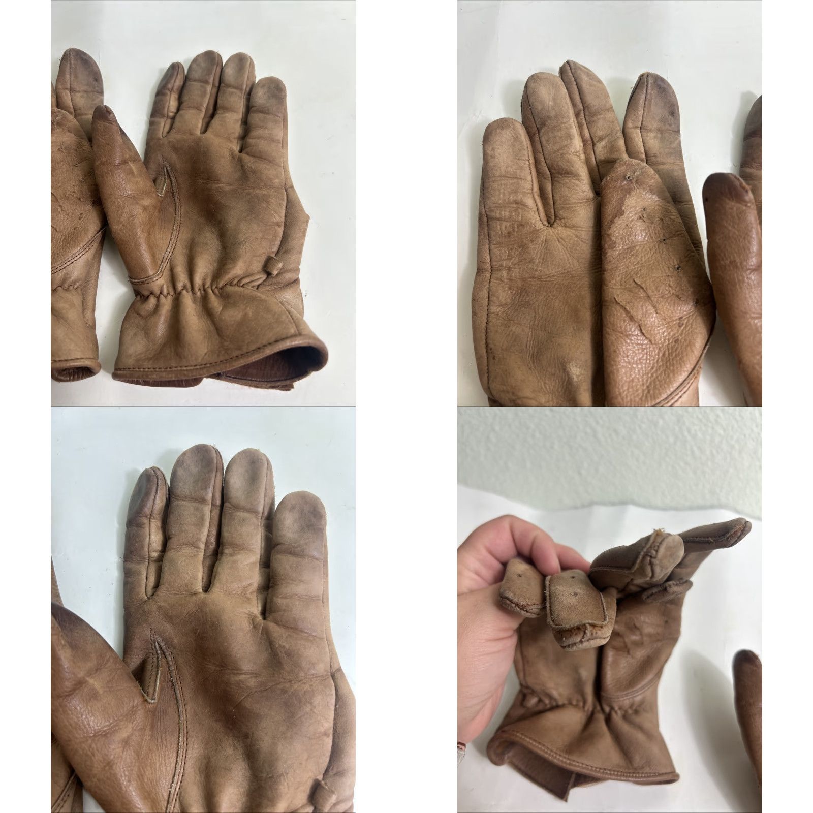 Vintage Gladiator Driving Gloves Women XL Brown Leather Distressed Sports Glove Size ONE SIZE - 9 Thumbnail