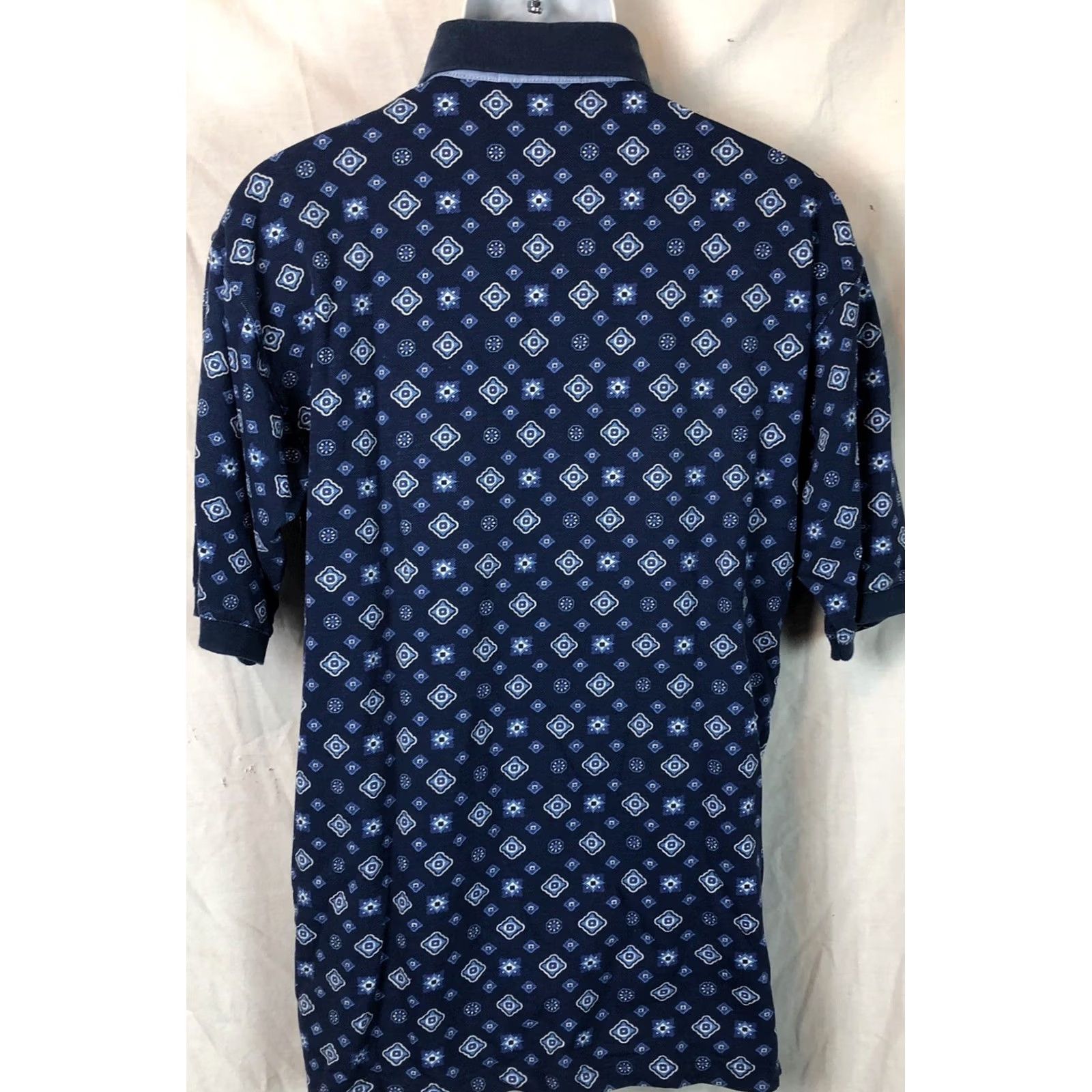 Vintage John Ashford Shirt Mens M Blue polo Geo button neck short sleeve Preppy Golf Sporty Size US M / EU 48-50 / 2 - 3 Thumbnail