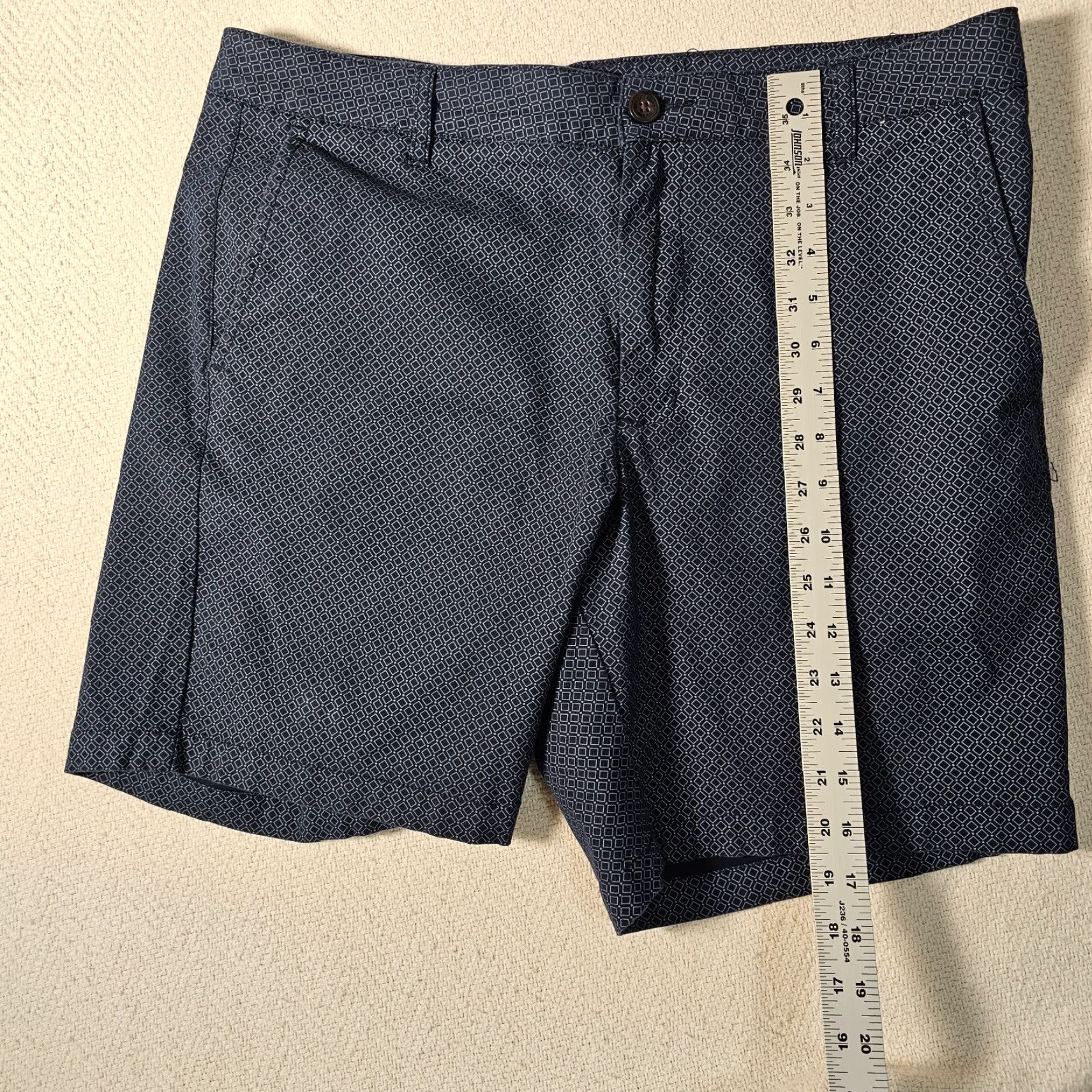 Ben Sherman BEN SHERMAN Stretch Fit Chino Shorts Geometric Blue 34 Mens Size US 34 / EU 50 - 5 Thumbnail