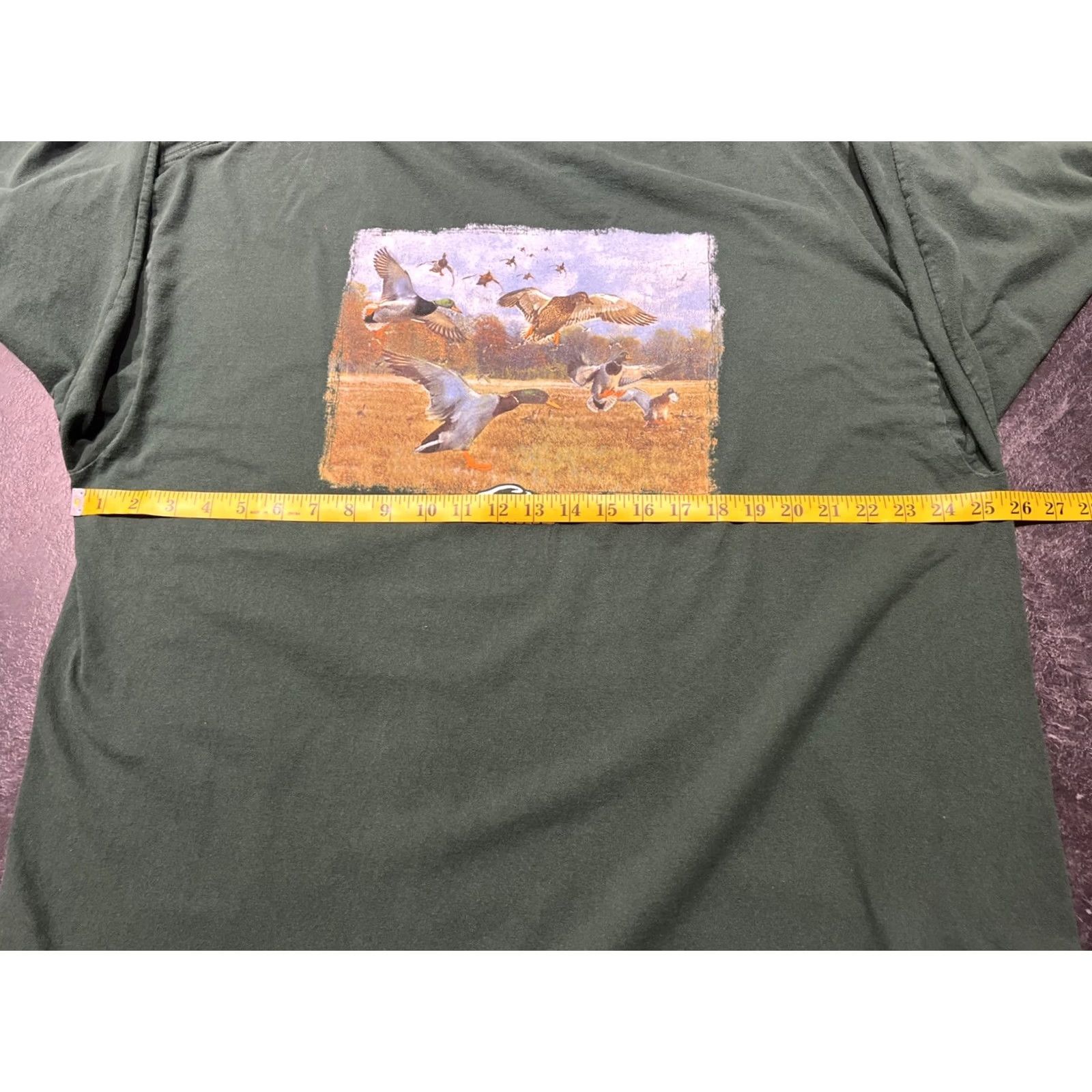 Vintage Drake T-Shirt Green Long Sleeve Duck Hunting 2XL Mens Crew Neck Gildan Ultra Cotton Mississippi Flyway Series Size US XXL / EU 58 / 5 - 3 Thumbnail